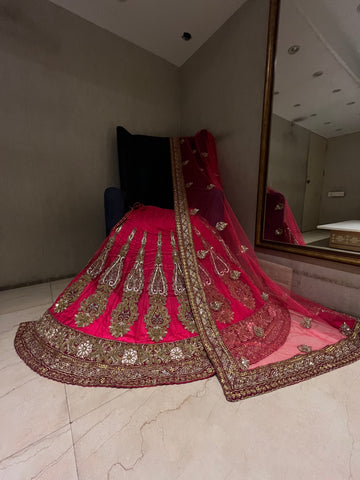 Raani Pink Traditional Net lehenga set