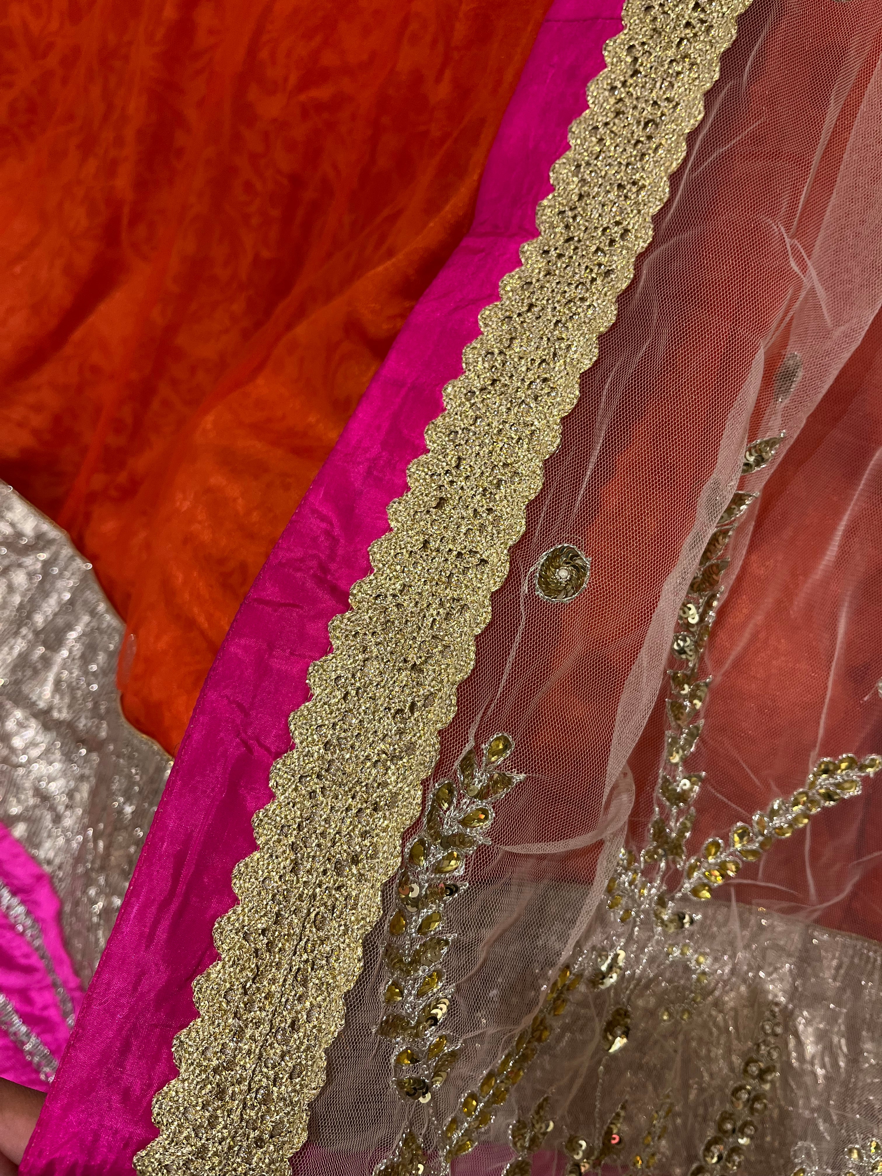 Rush Orange Net Lehenga Set