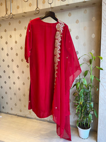 Red & Gold Silk Suit