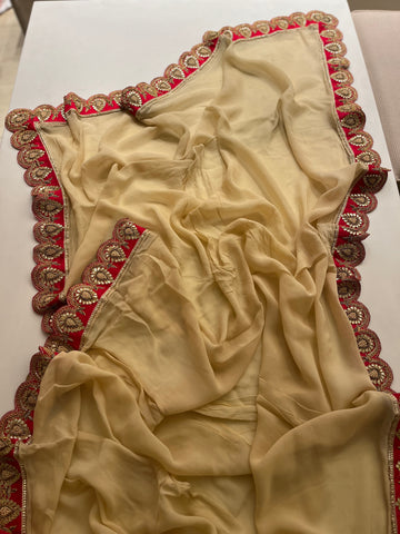 Classic Crème georgette saree