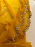 “Radha” Haldi Yellow Pearl Saree
