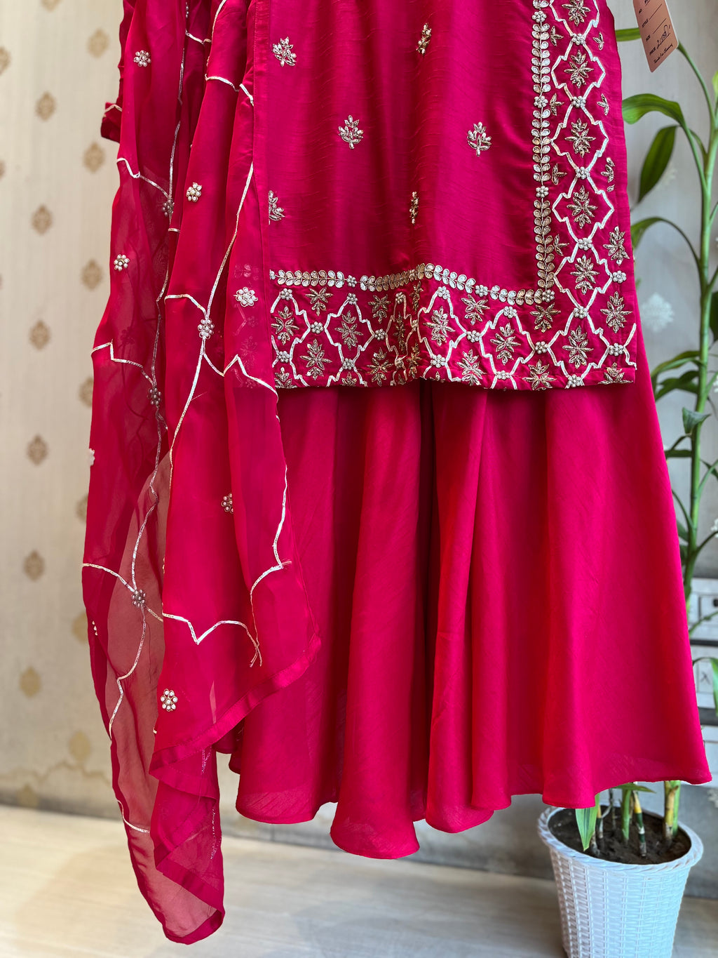 magenta gotta patti suit set