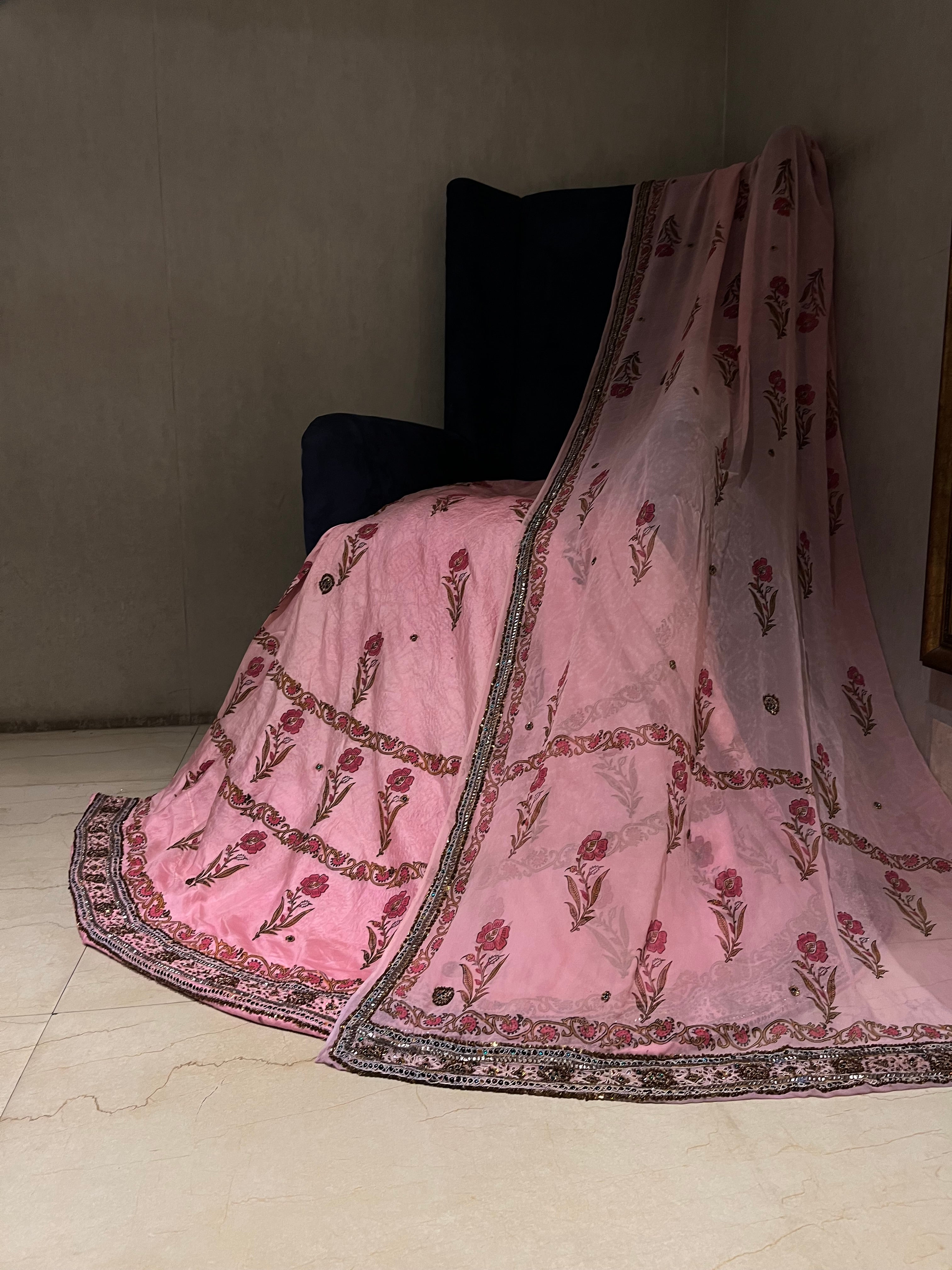 Printed Pink Lehenga Set