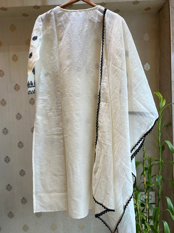 Cotton White Embroidery Suit set