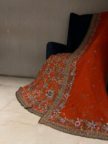 Designer Rust Orange Lehenga Set