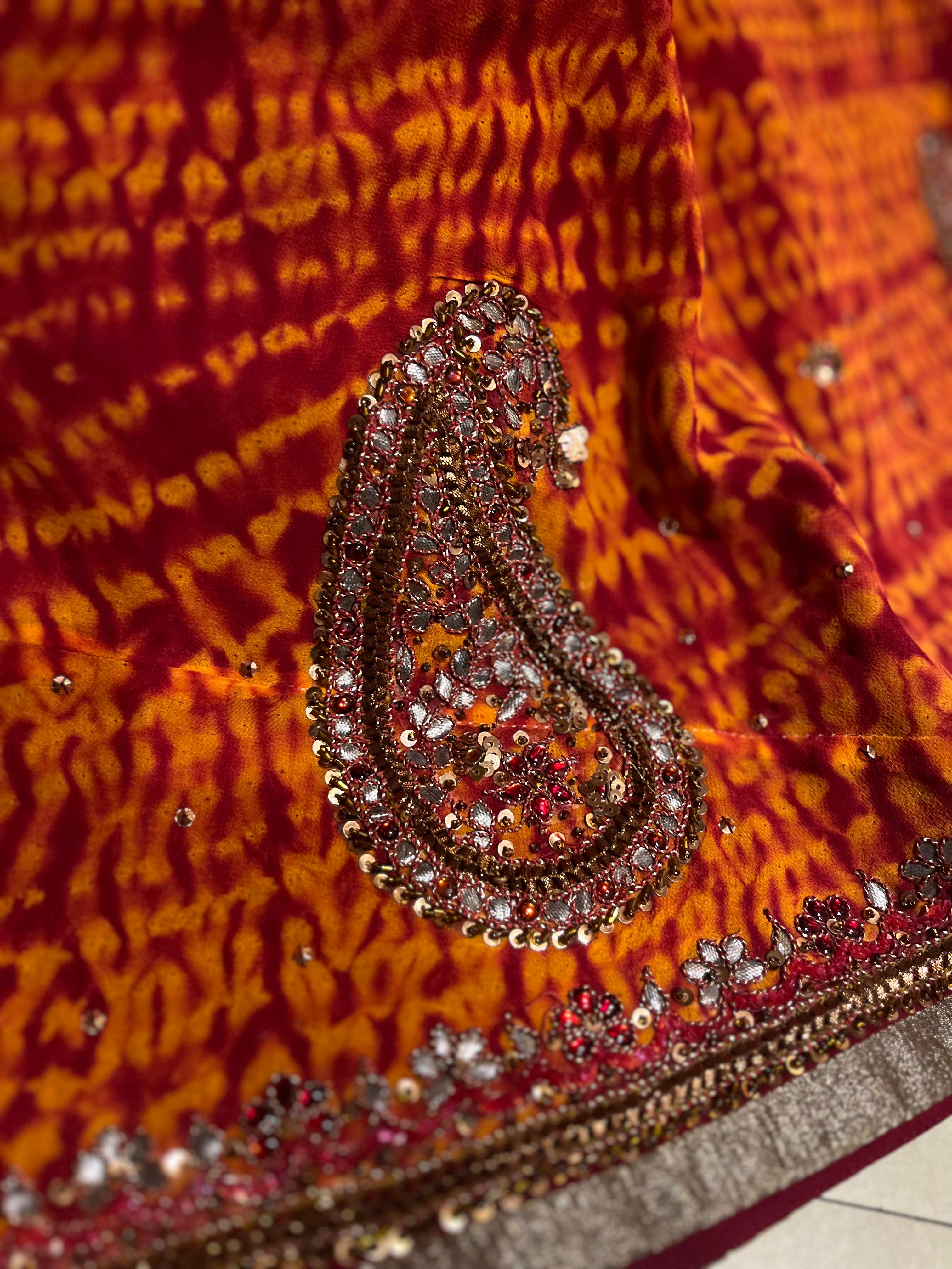 Shibori Orange Skirt