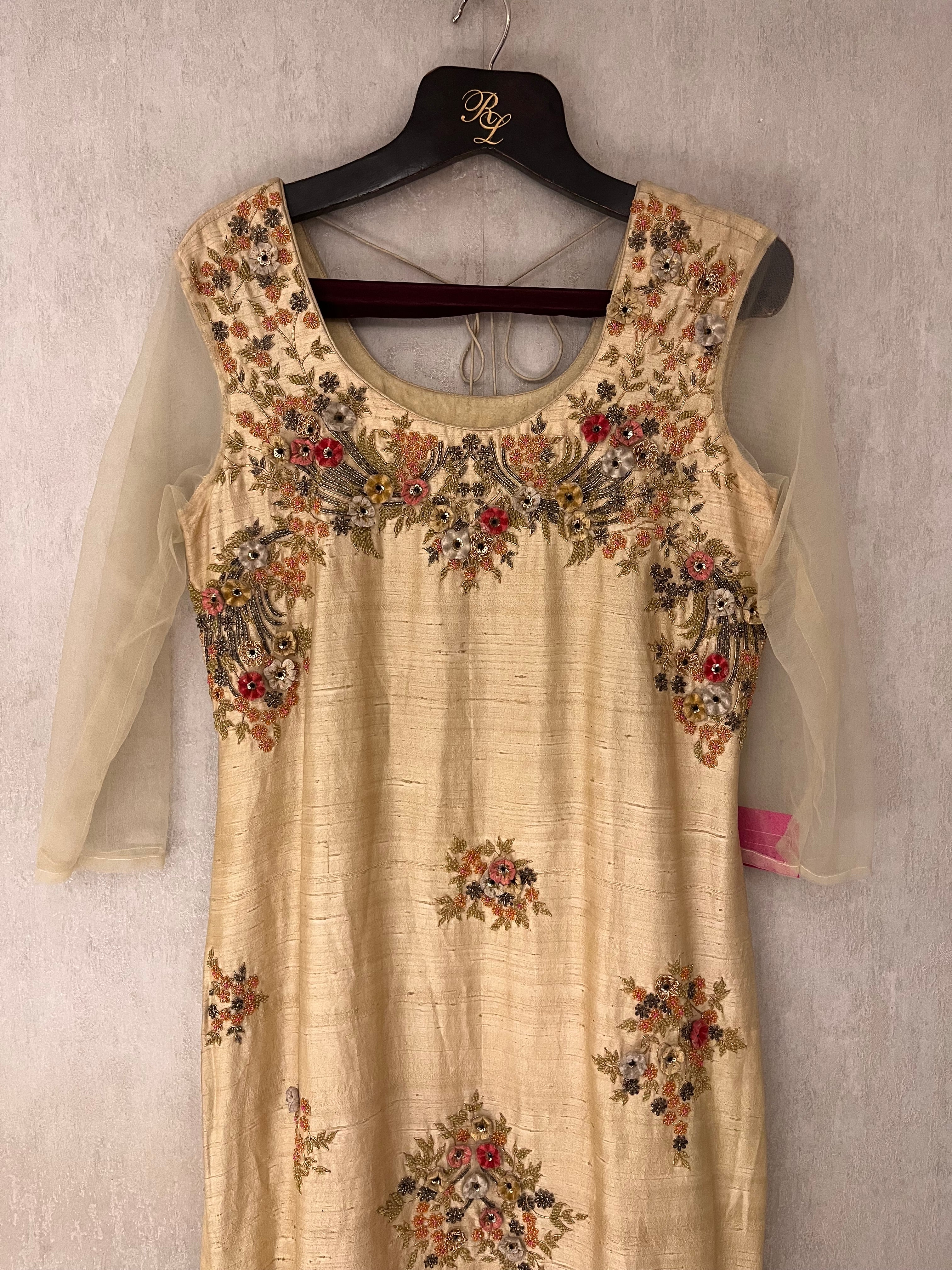 Raw Silk Crème Kurti