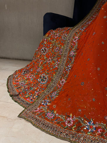 Designer Rust Orange Lehenga Set