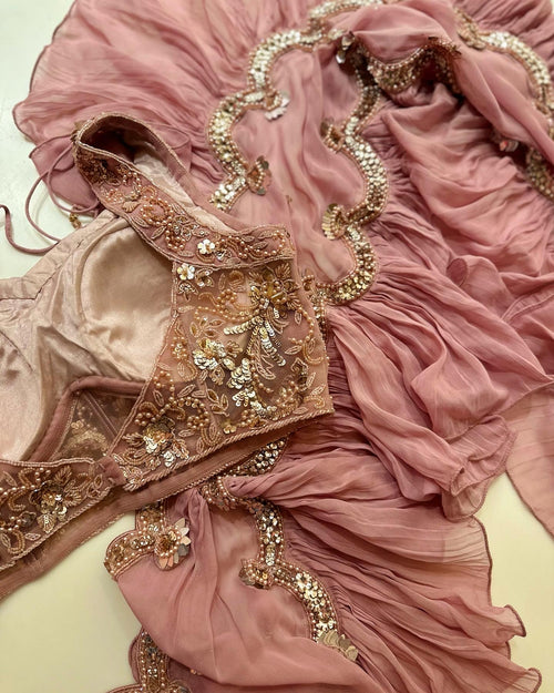Dusty Pink Drape Saree
