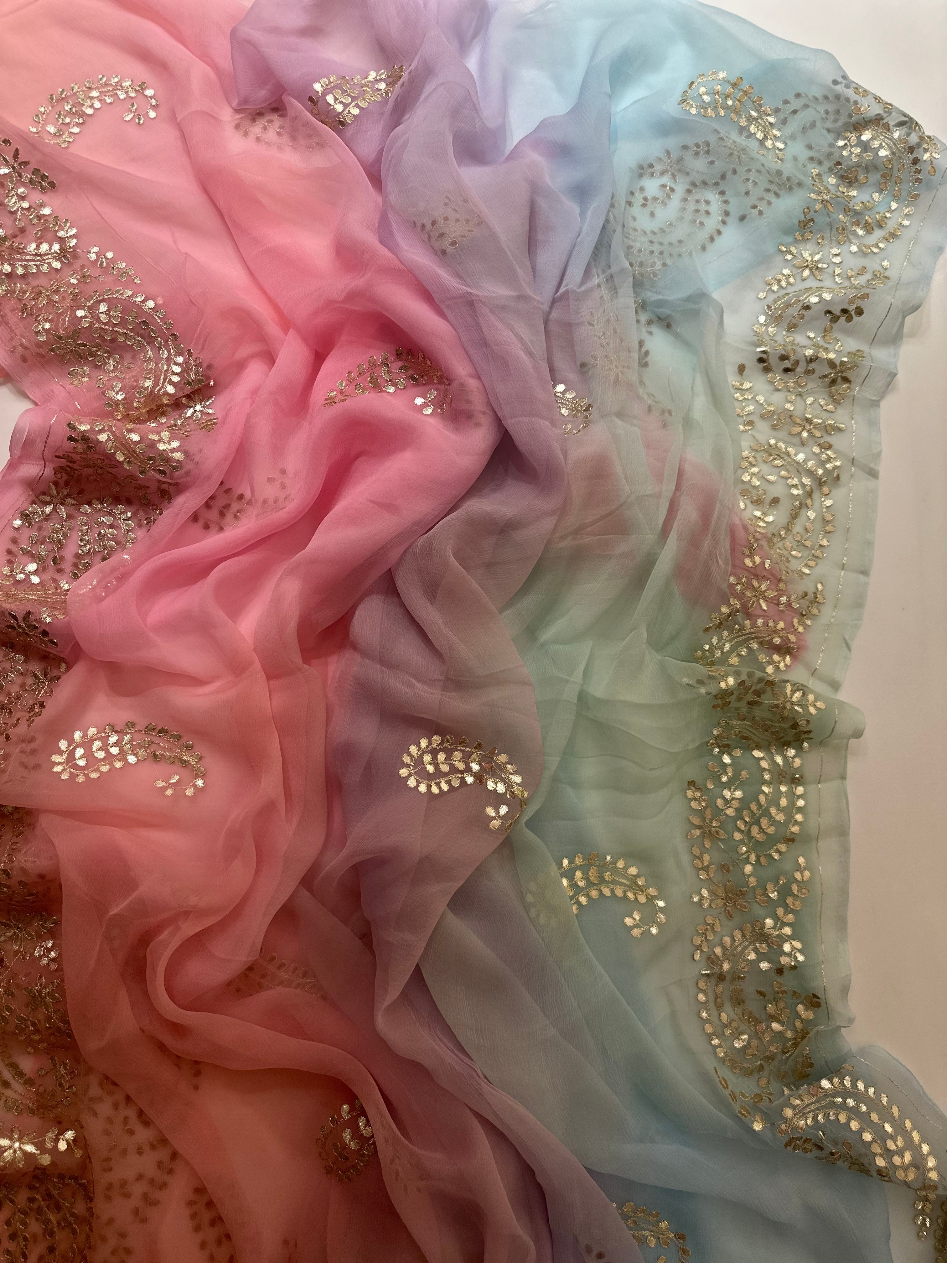 Handwork Gotapatti aaritari saree