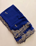 Peacock Blue Zardozi Saree