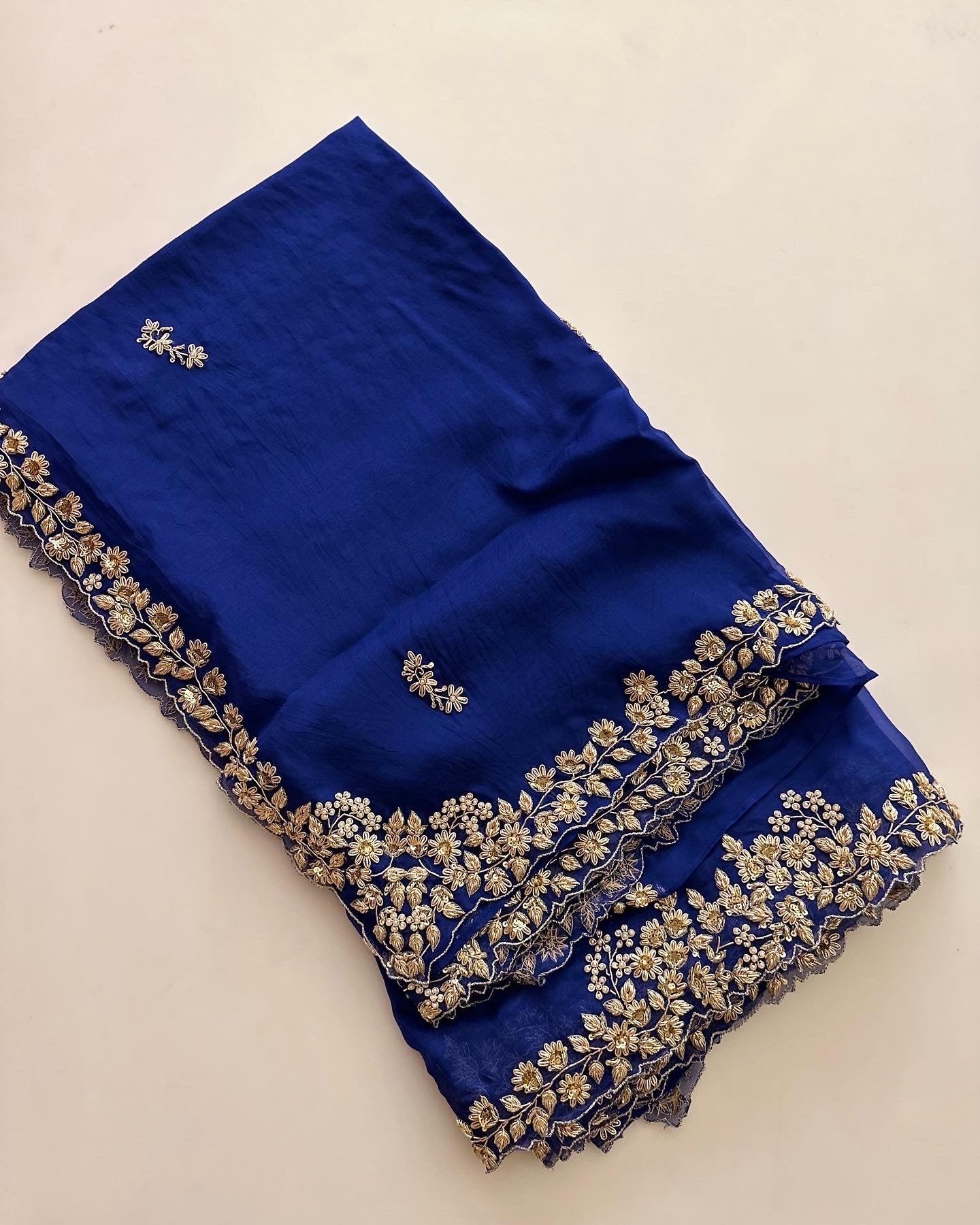 Peacock Blue Zardozi Saree