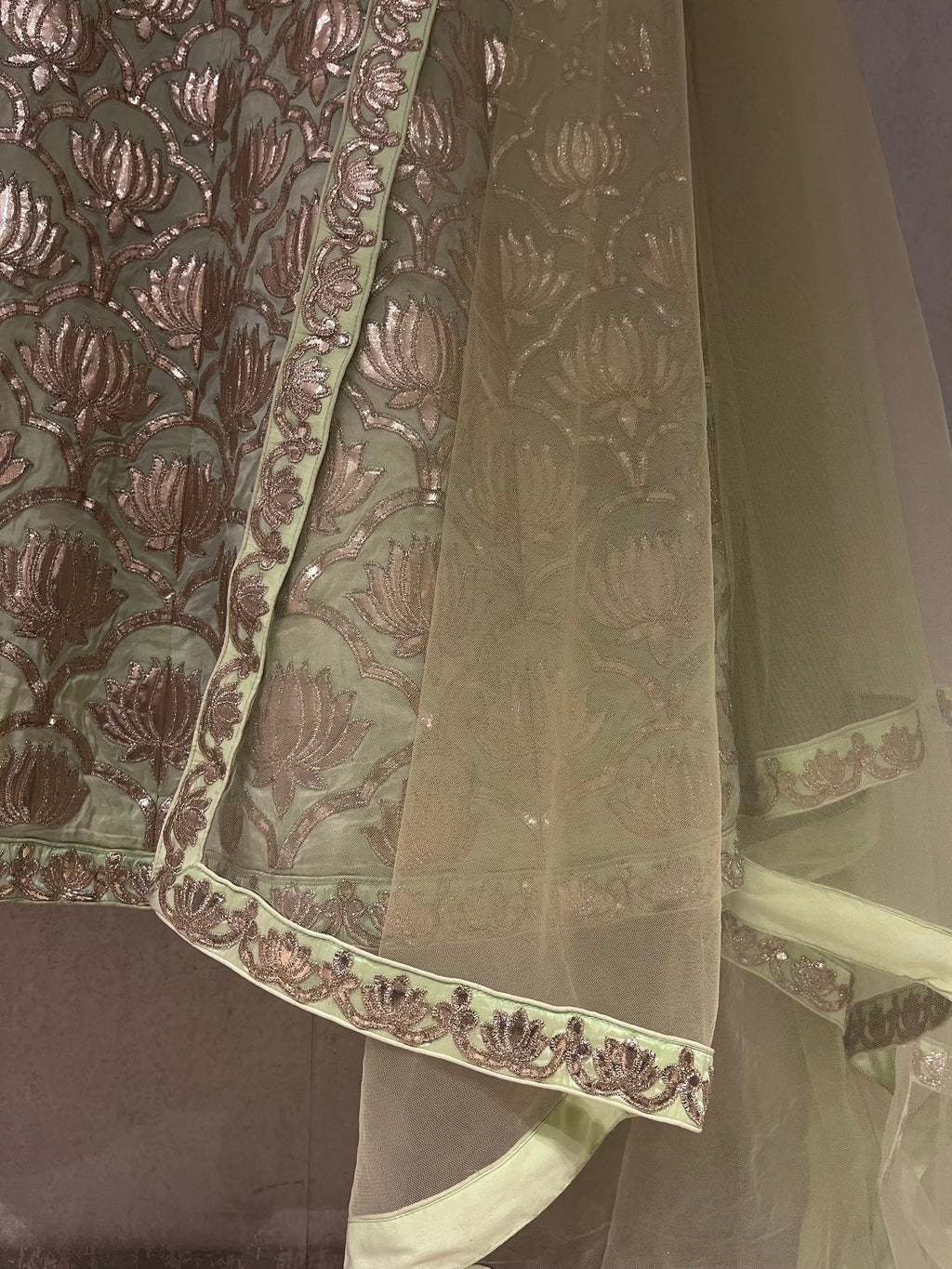 Elaichi Green lotus Lehenga Set