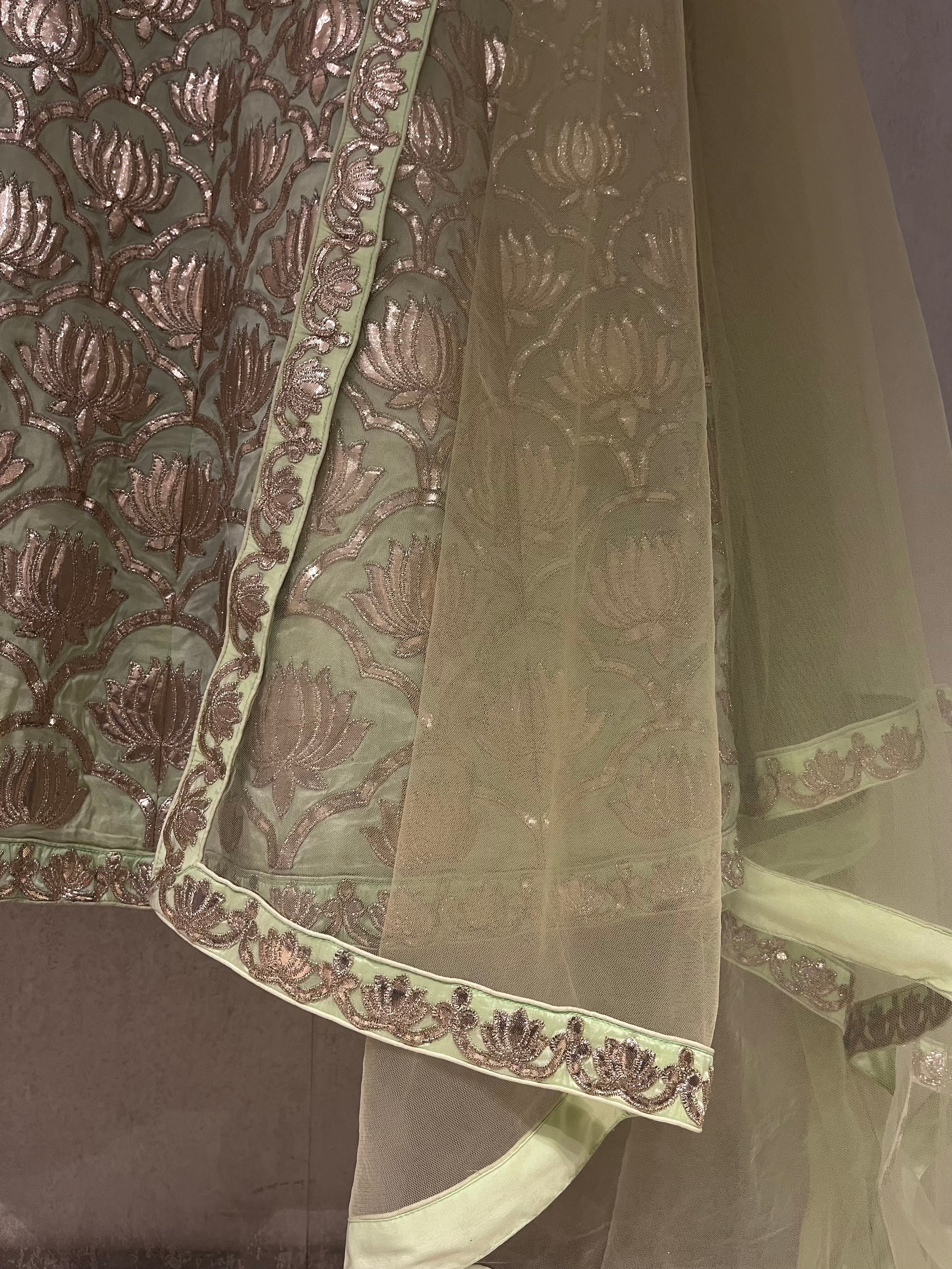 Elaichi Green lotus Lehenga Set