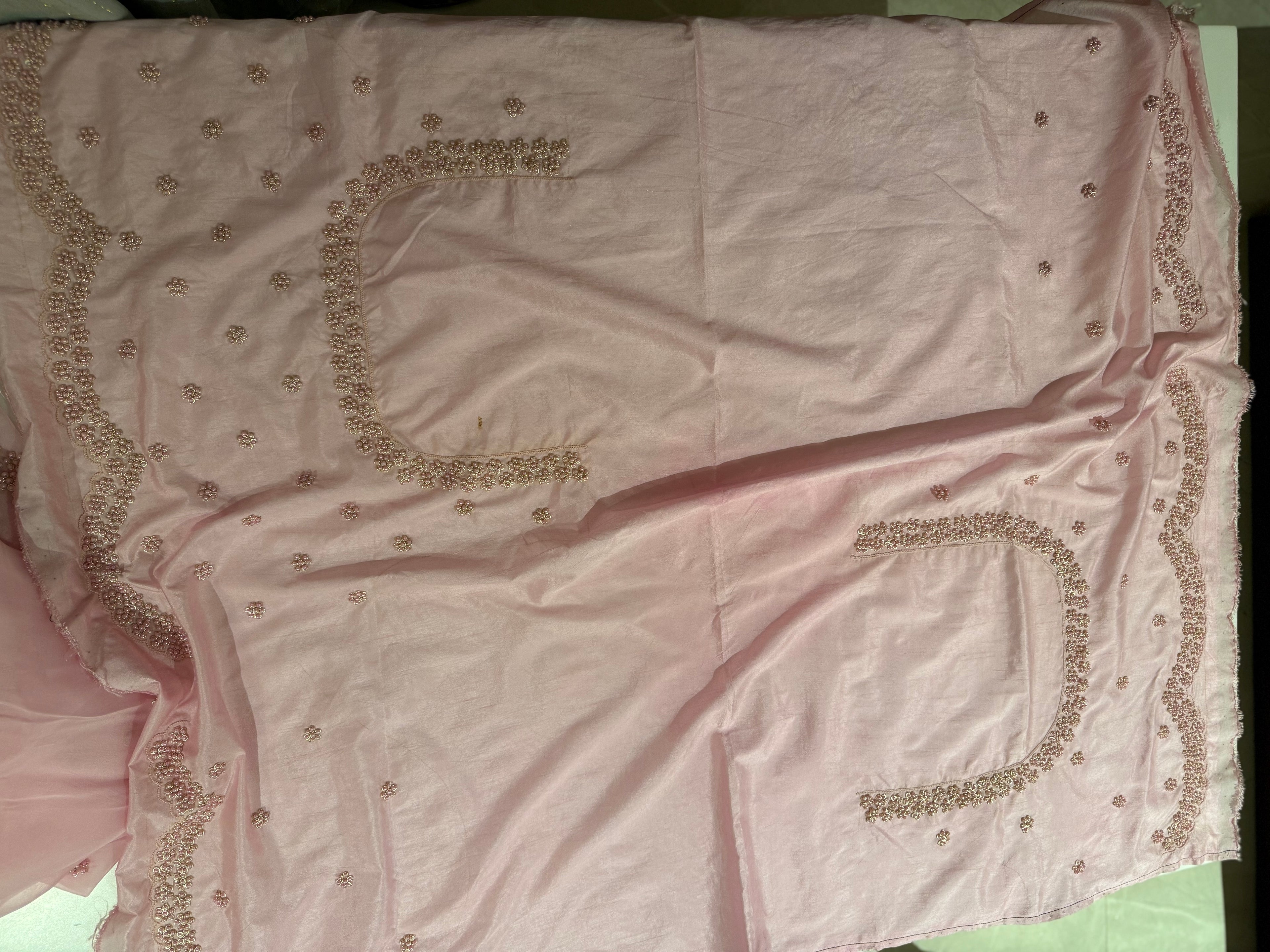 Lotus Pearl Pink Organza Saree