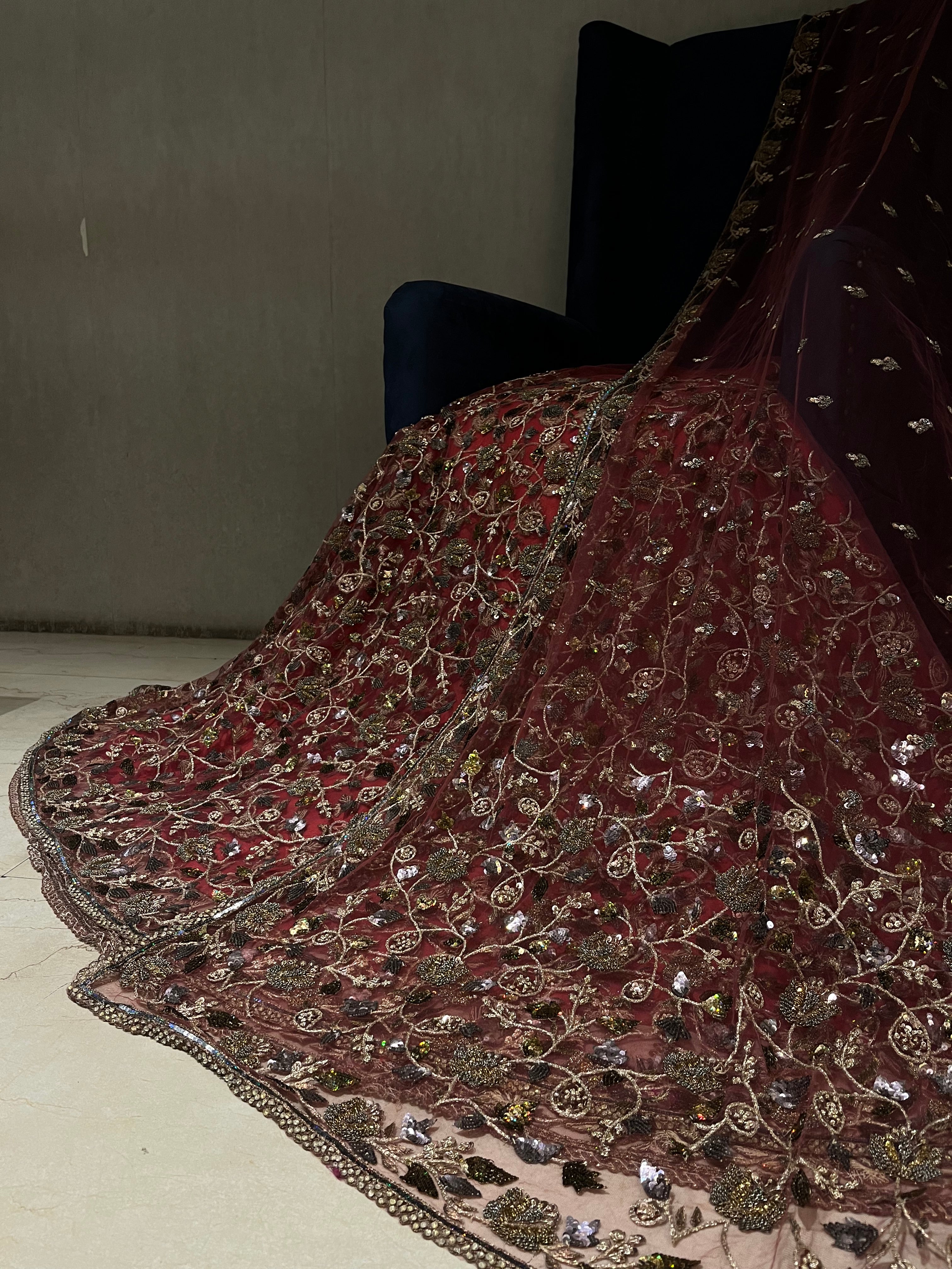 Mauve Flora Net lehenga set