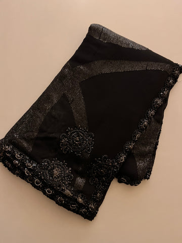 Deep Black evening saree