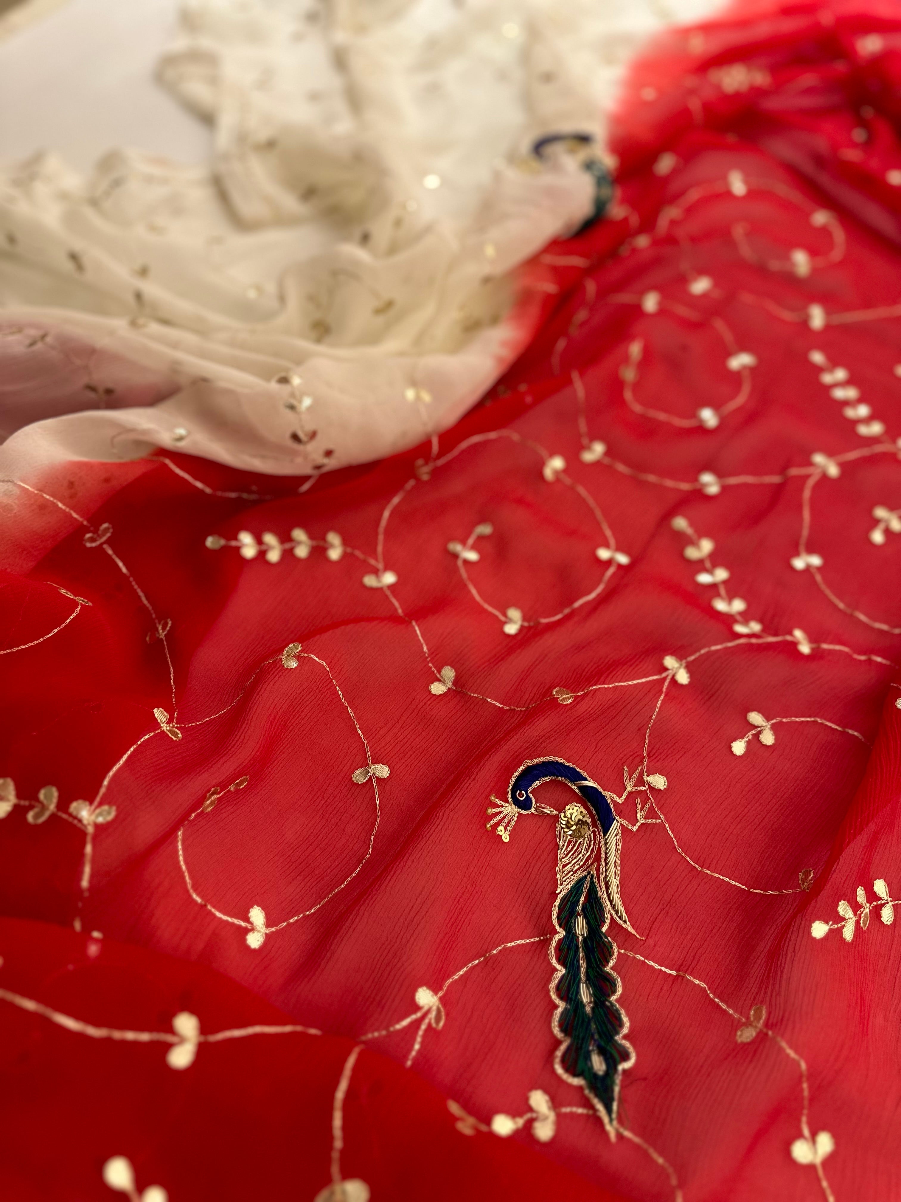 Rajgherano ivory/red shaded