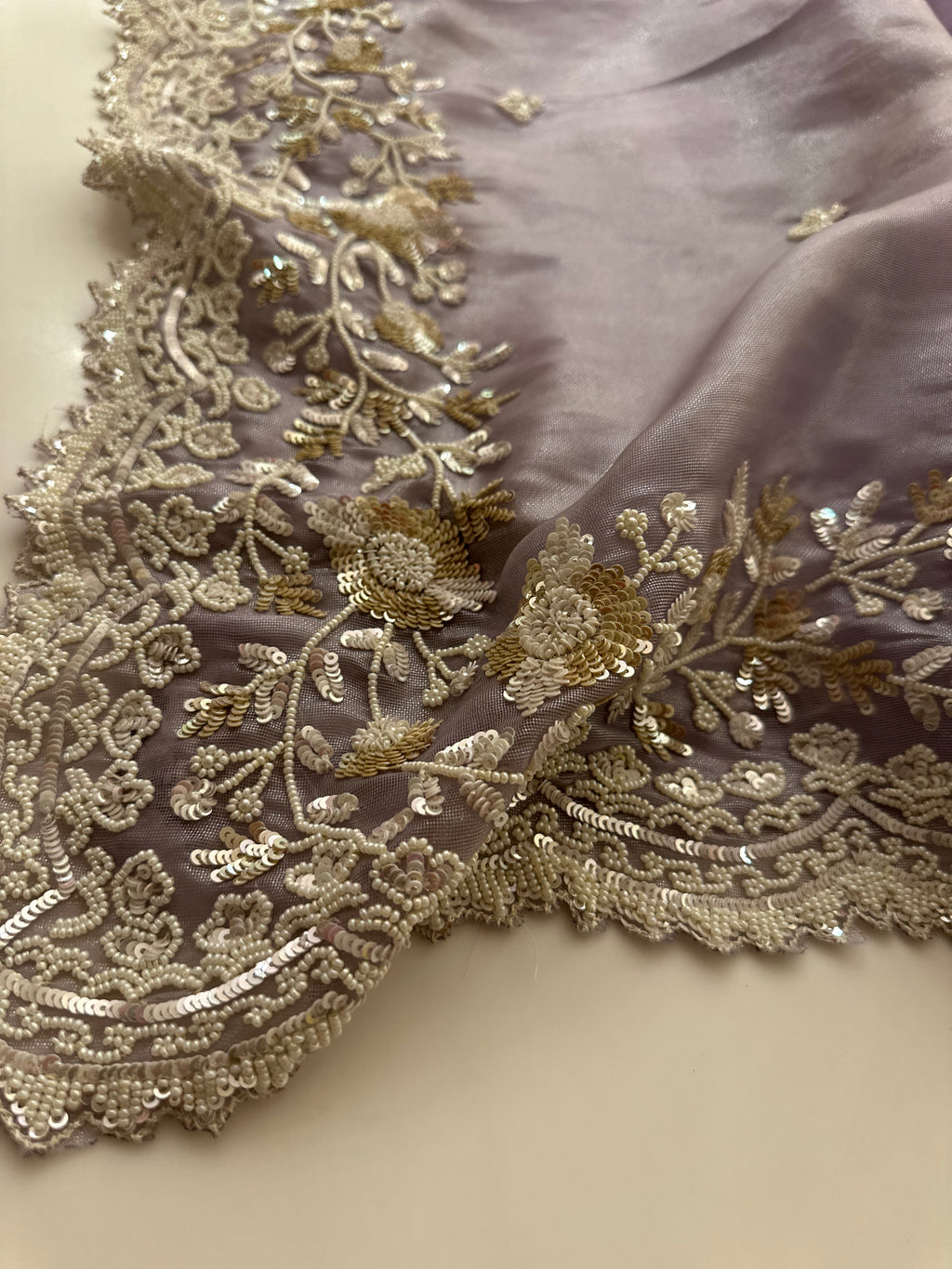 Mauve Tissue Handwork saree