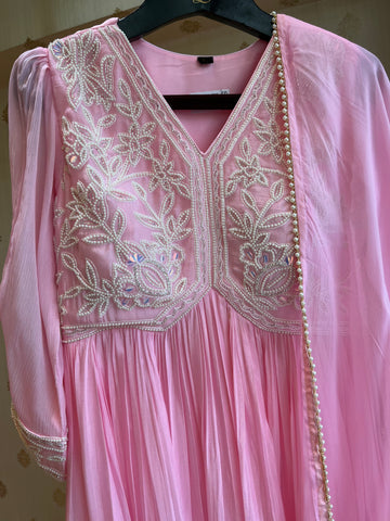 Rose Pink Ombré Anarkali Suit