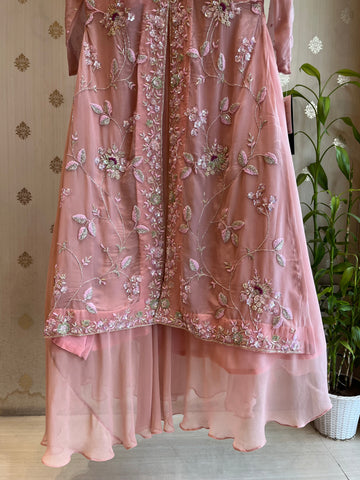 Pastel Pink sequins Indo-western set