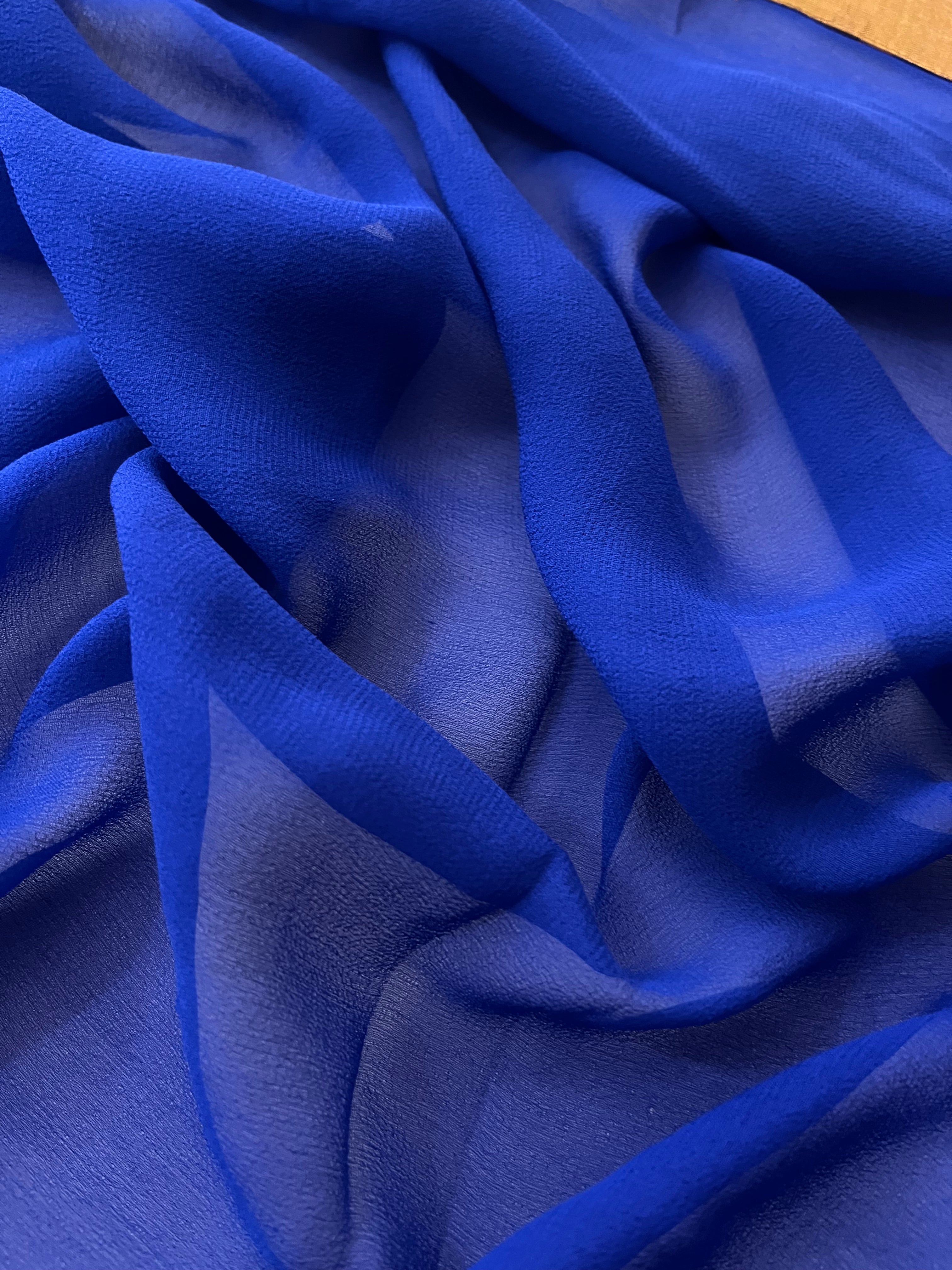 Royal Blue Pure Georgette Saree