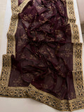 wine foil print saree
