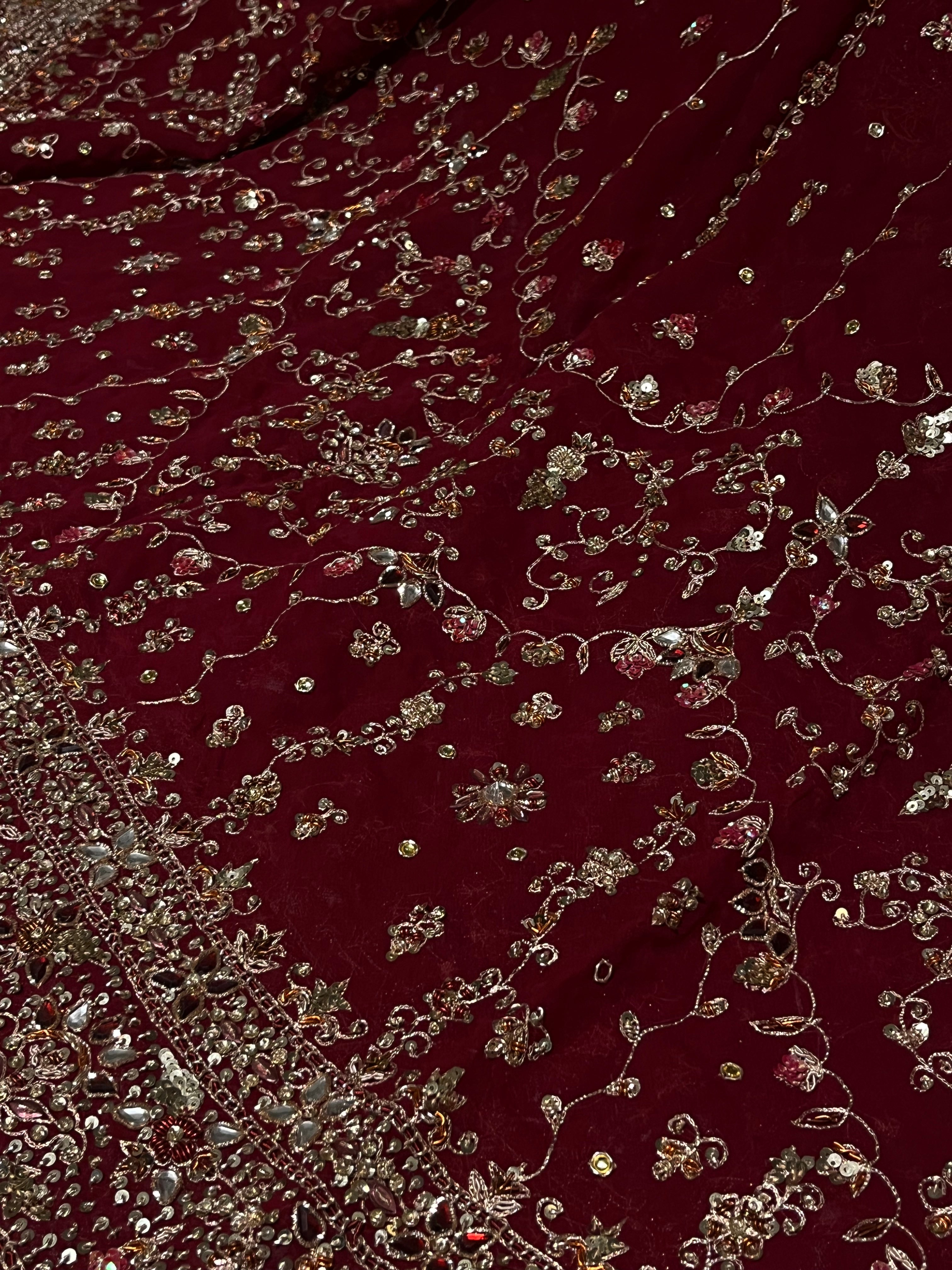 Traditional Deep Red Bridal Lehenga