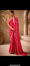 Beautiful Rani pink leheriya saree