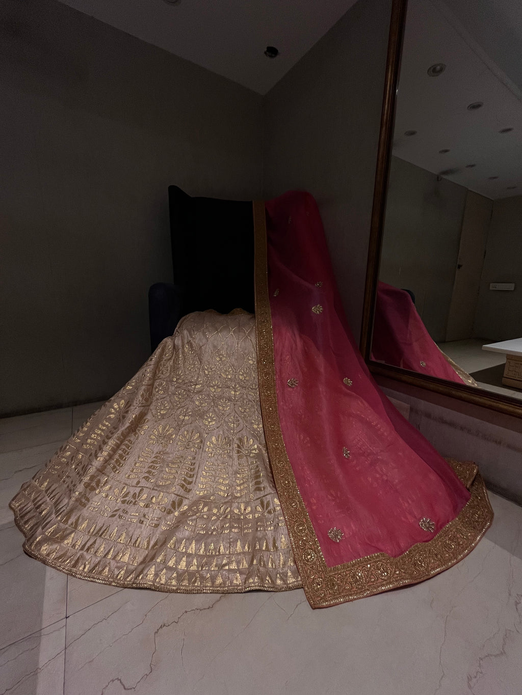 Golden &Pink light lehenga set