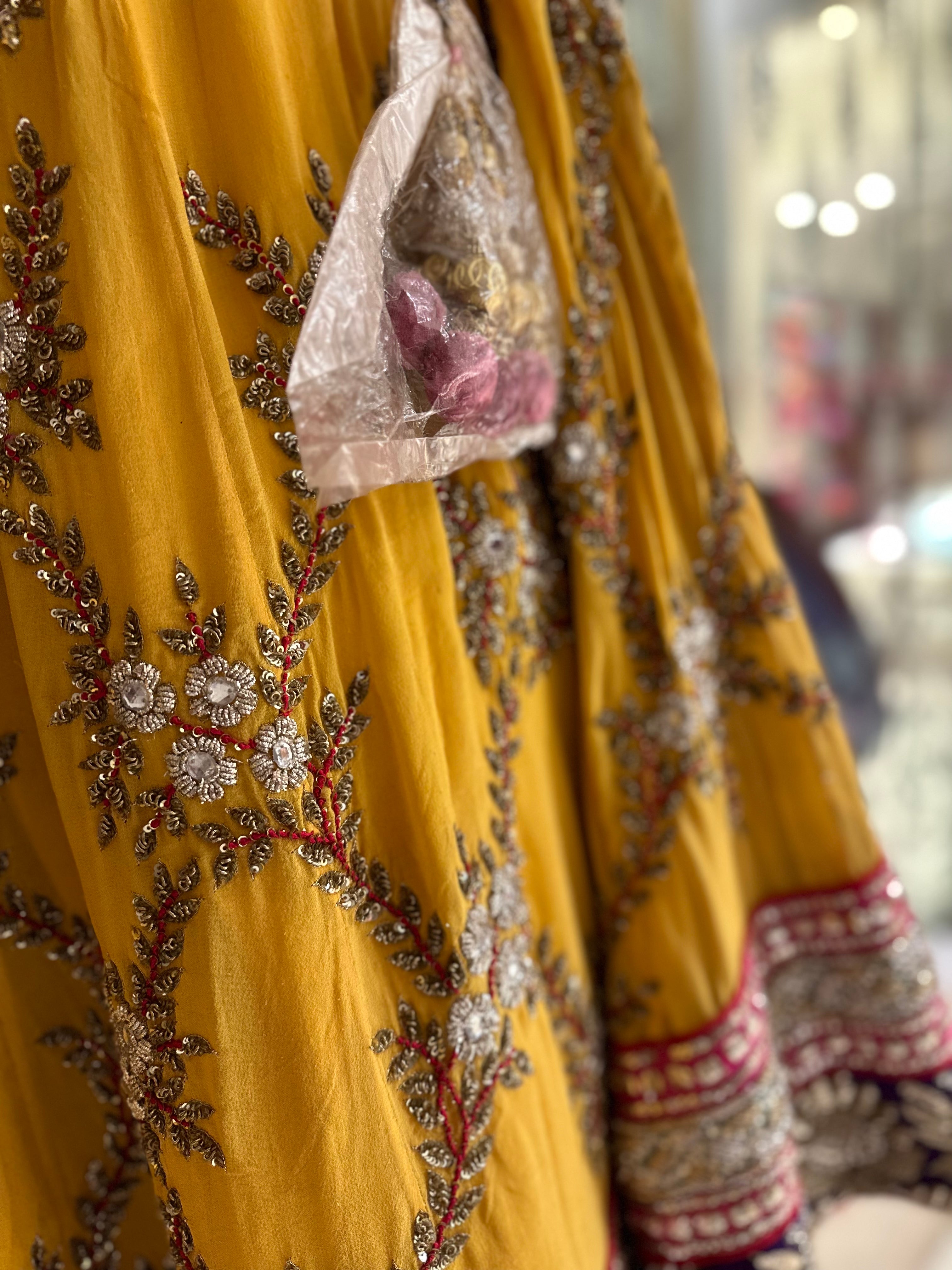 Mango Pure Georgette, heavy Mukesh lehenga