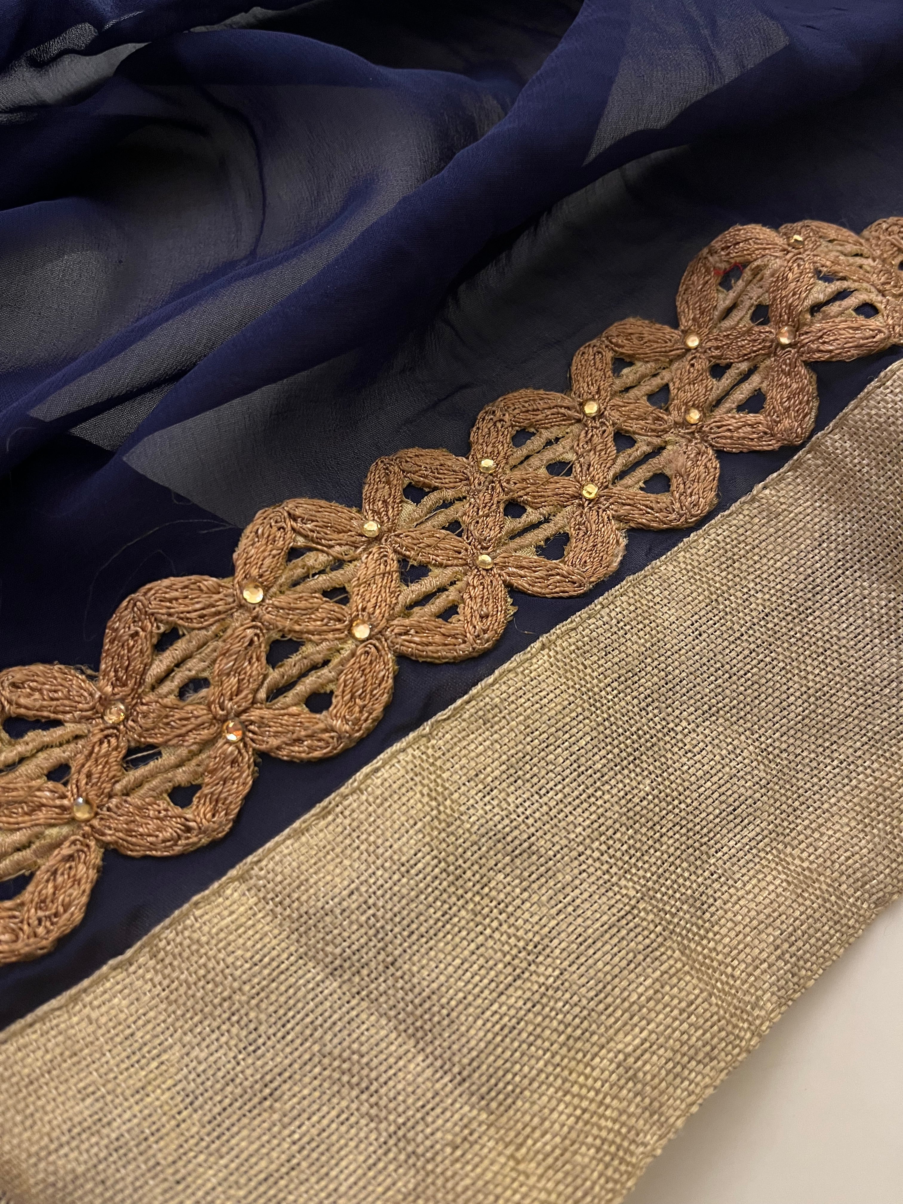 Designer Navy Saree