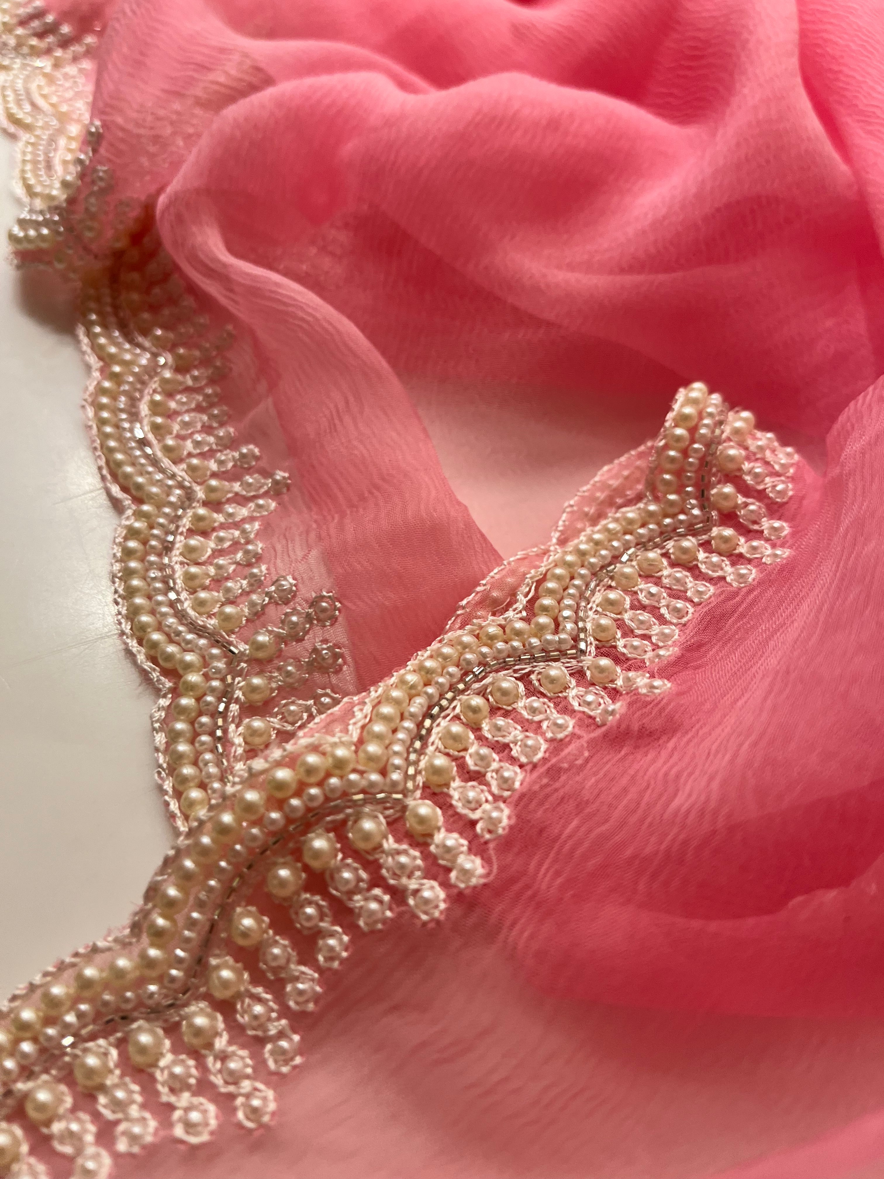 pretty pink pearl saree