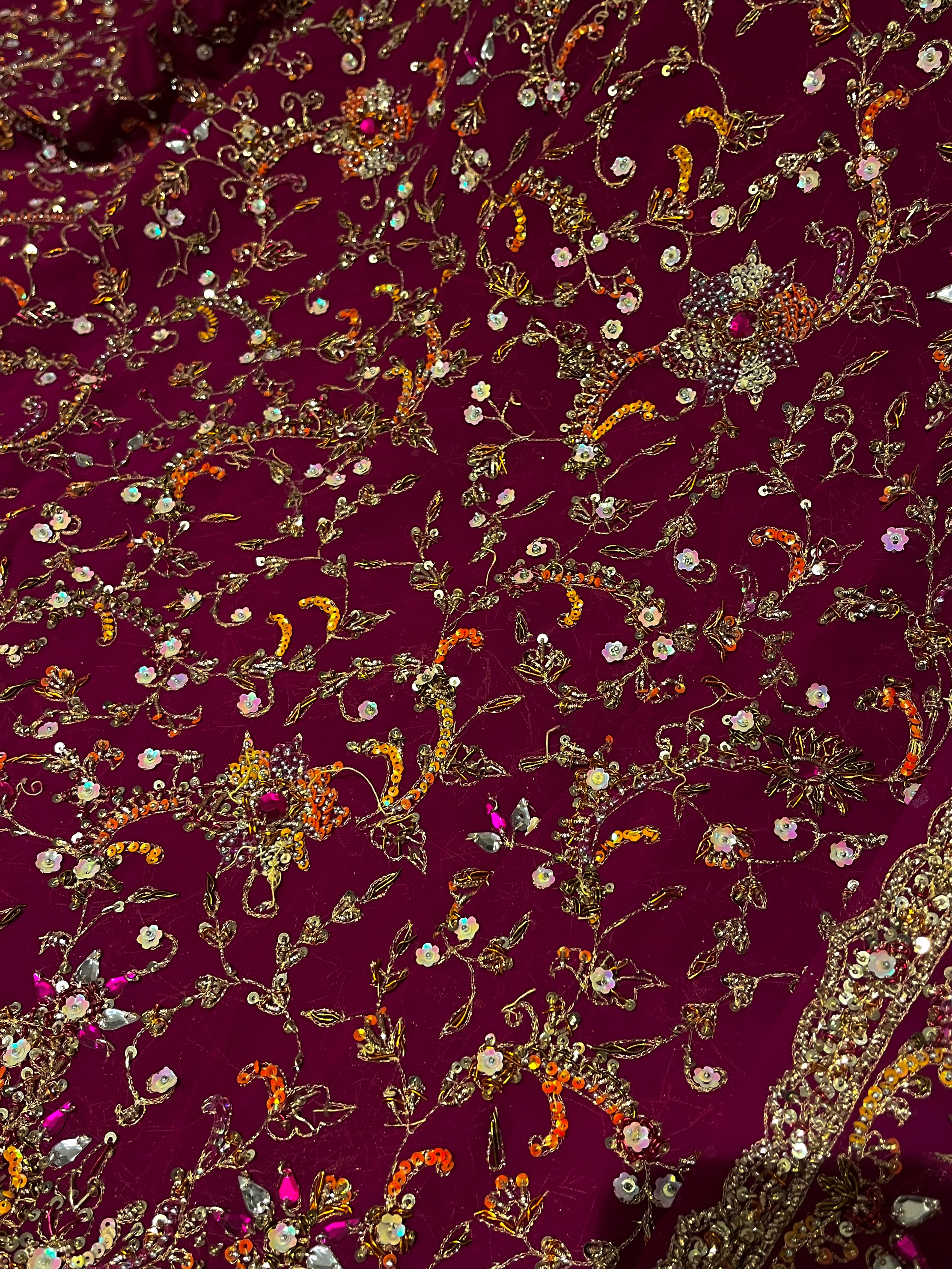 Bridal Magenta Jaipuri Lehenga Set