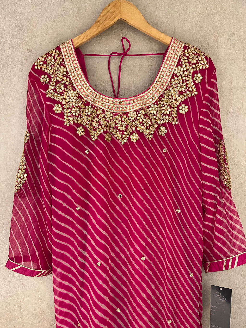 Pink Leheriya Kurti
