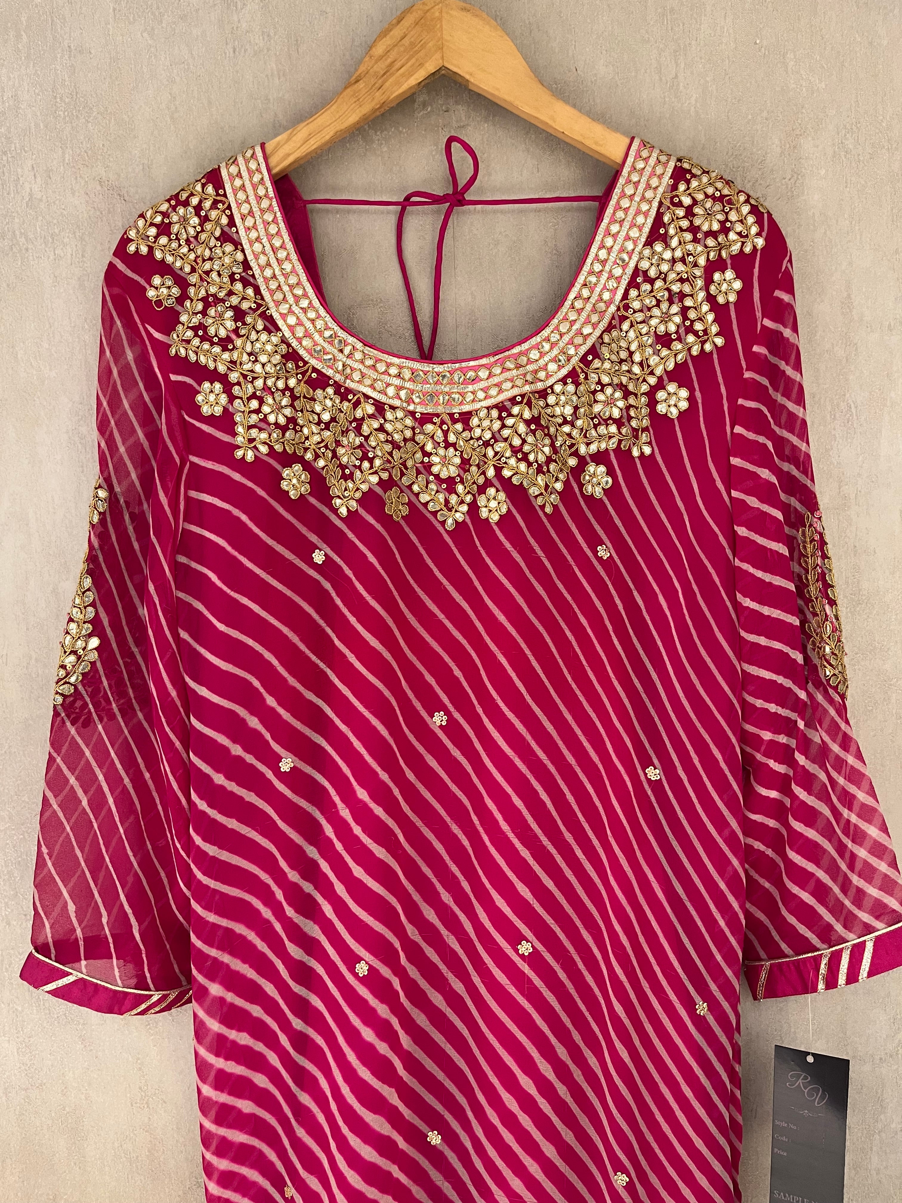 Pink Leheriya Kurti