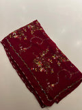 Cherry Red Pure georgette saree