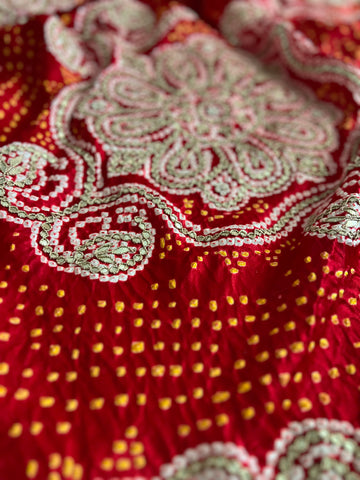 Paheli Bandhej Pure Gajji silk saree