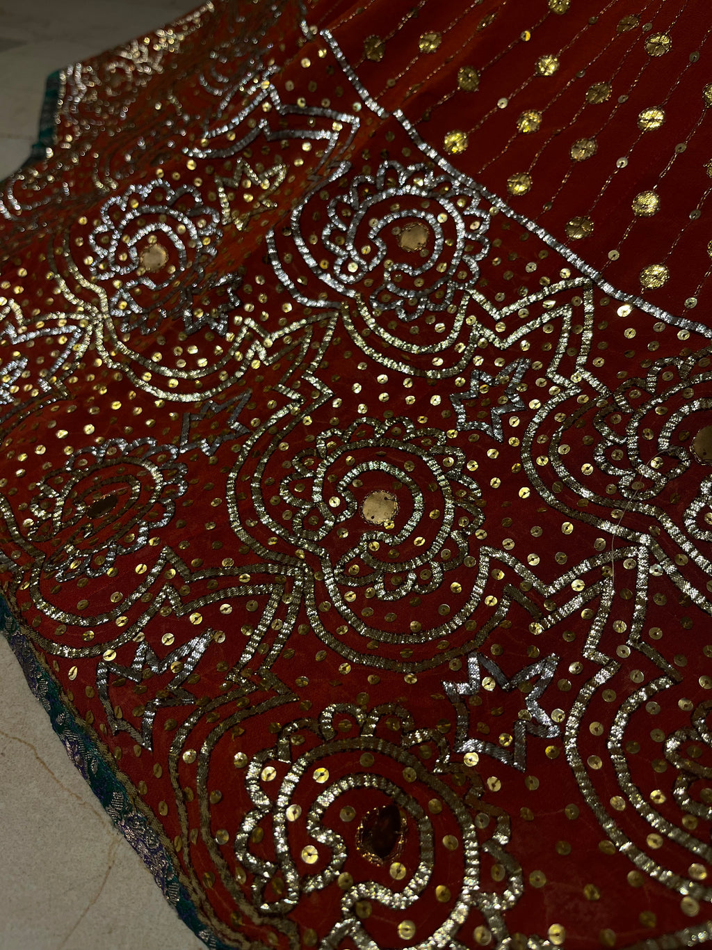 Tangerine Ombré Sequins Lehenga