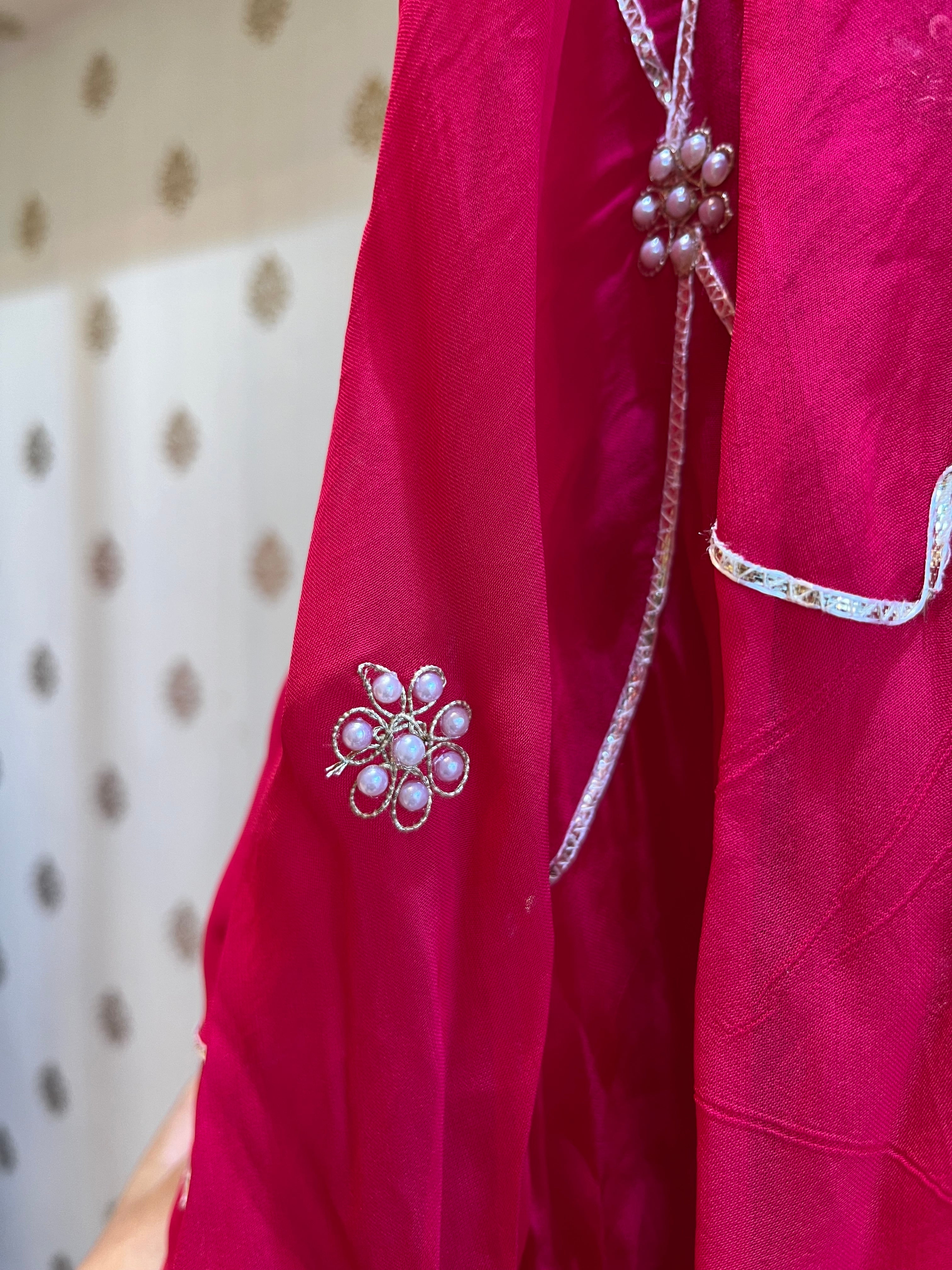 magenta gotta patti suit set