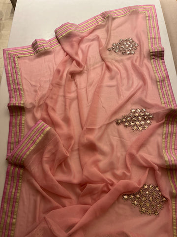 Pastel Pink Georgette Saree