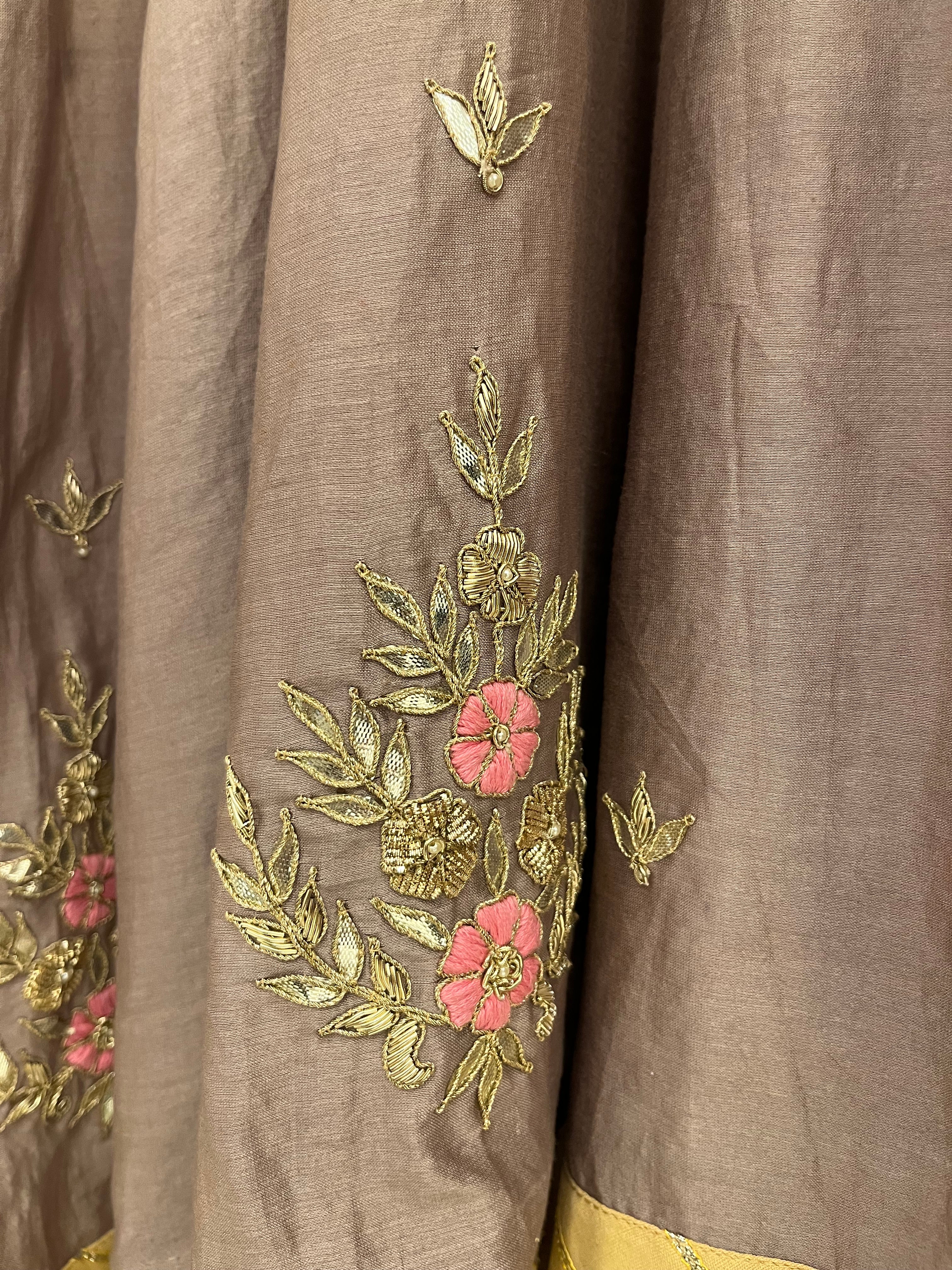 Crème and Brown Ombré Anarkali Suit