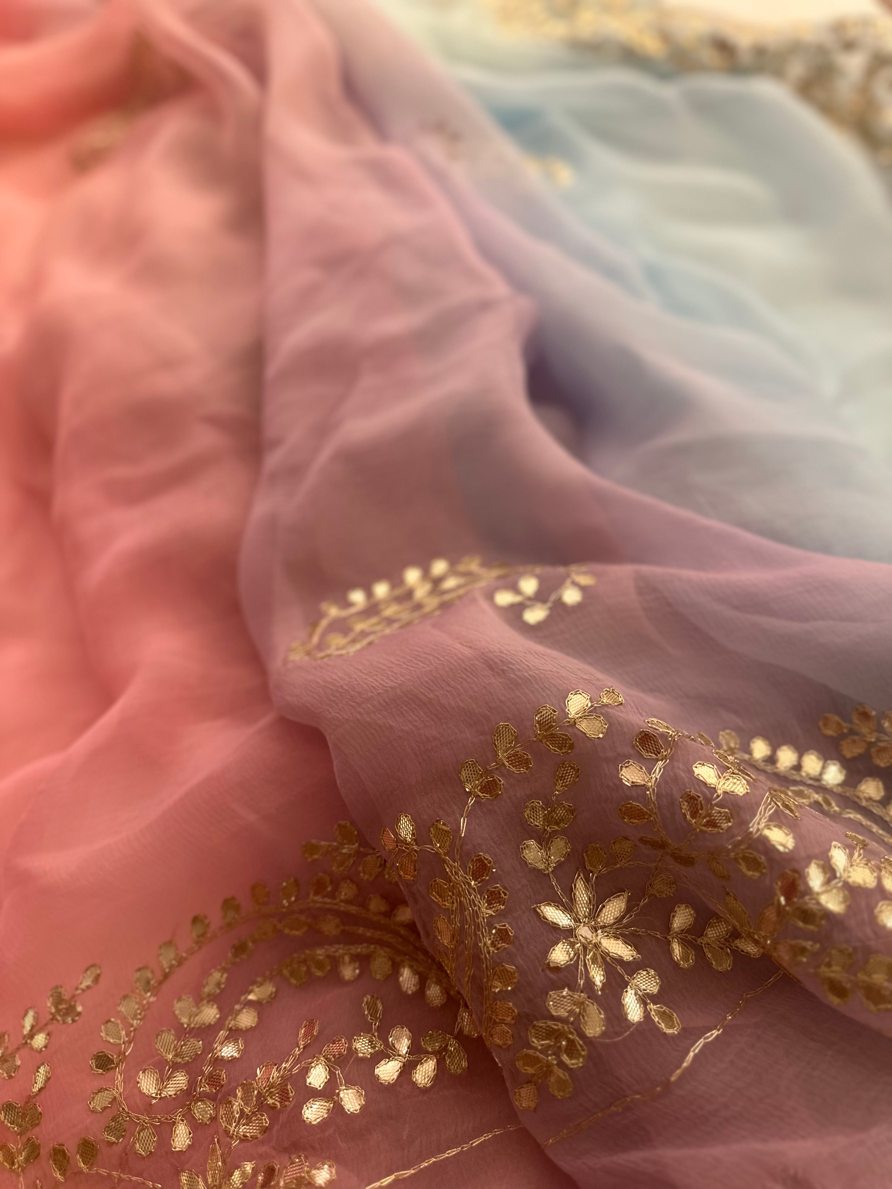 Handwork Gotapatti aaritari saree