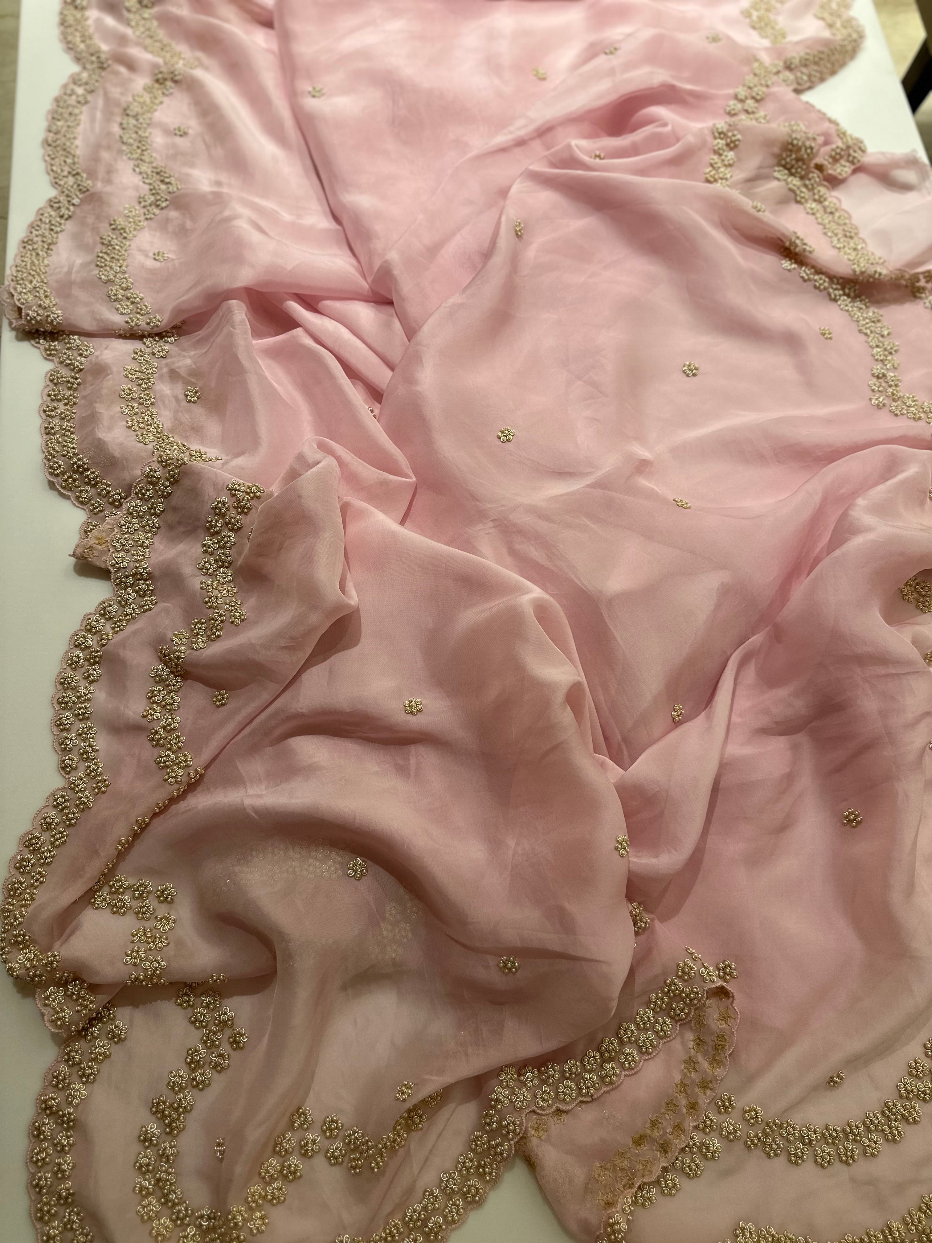 Lotus Pearl Pink Saree