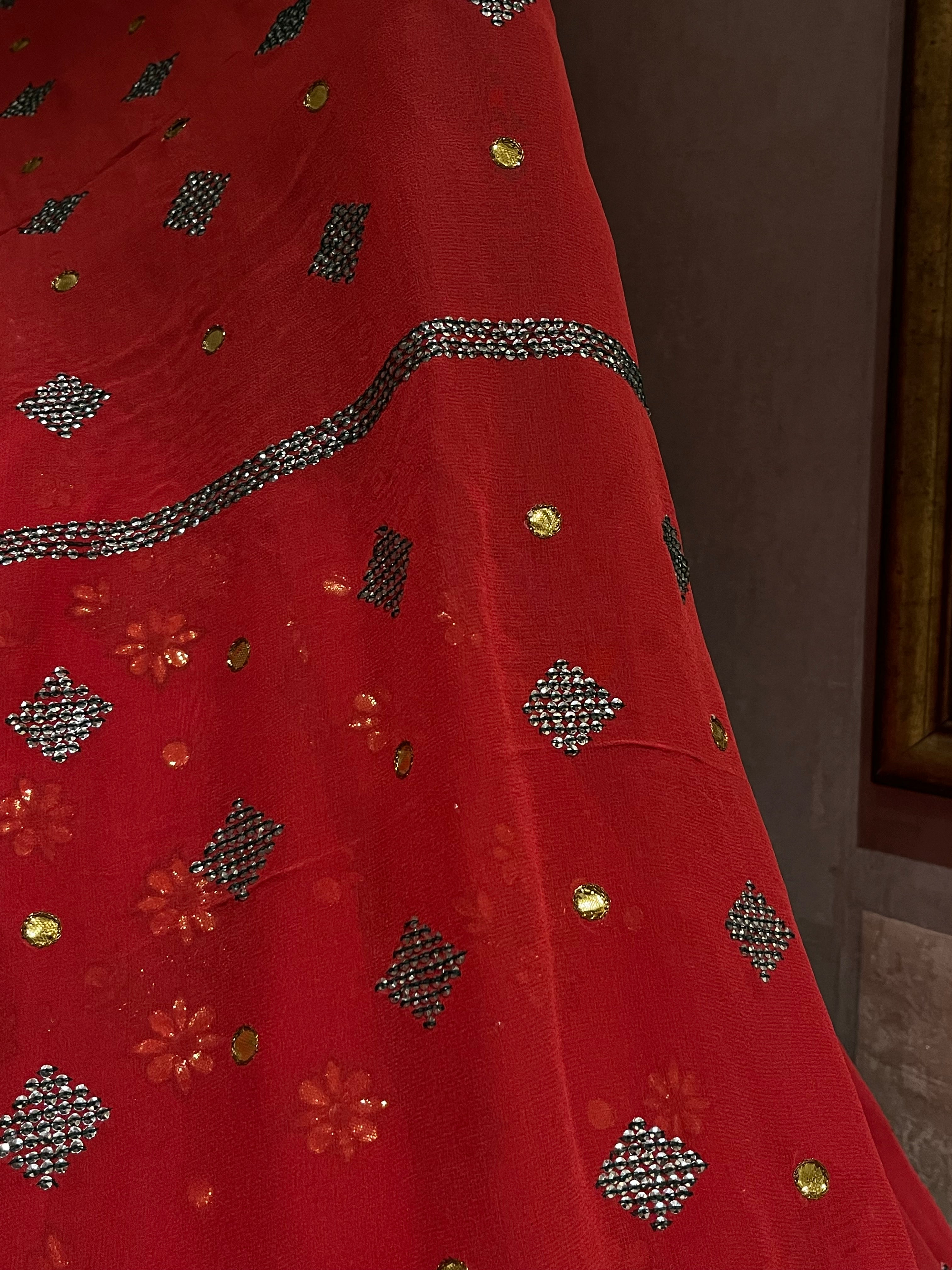 Jaipuri Gerua Lehenga Set