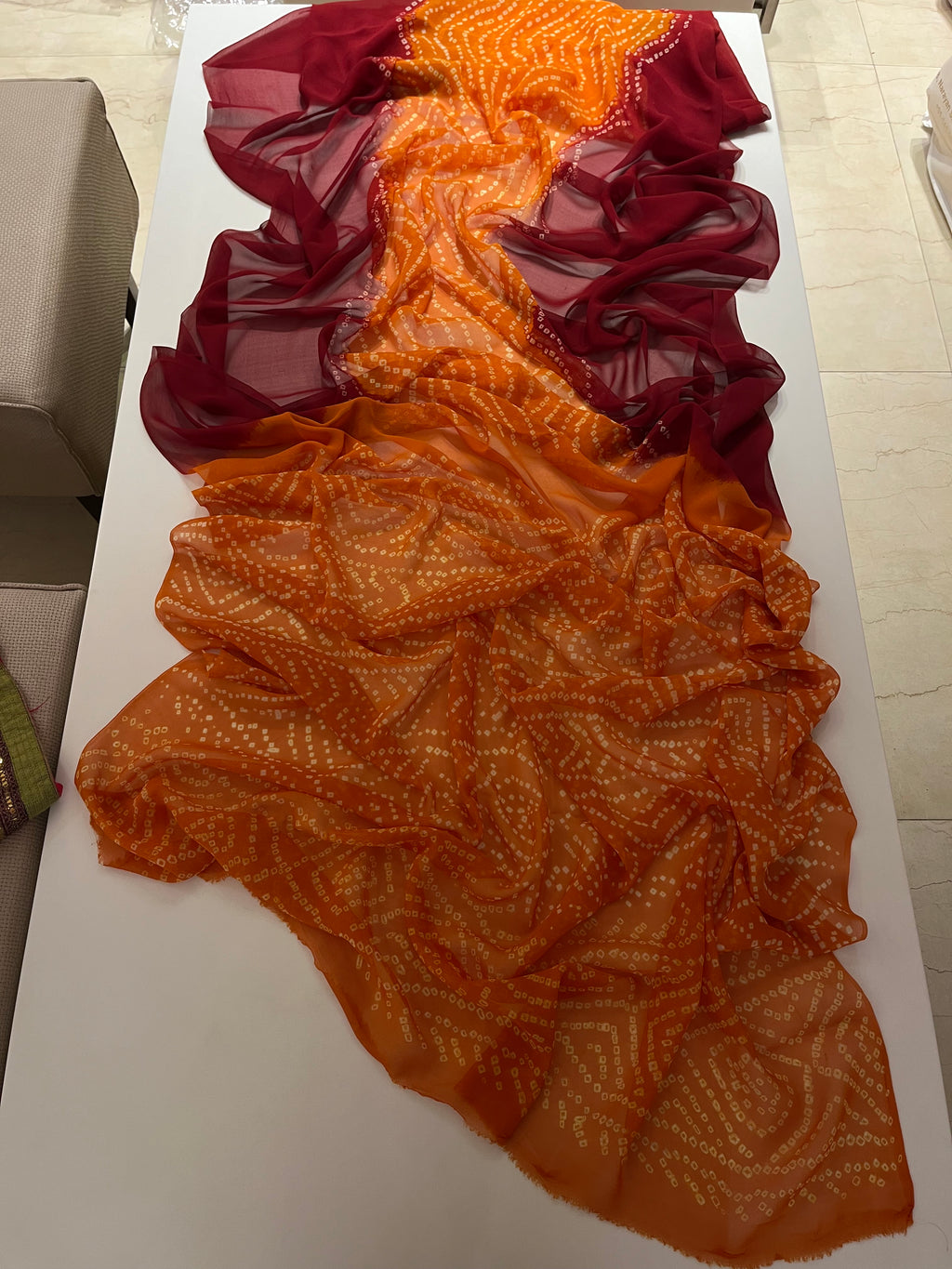Red Yellow Bandej Saree