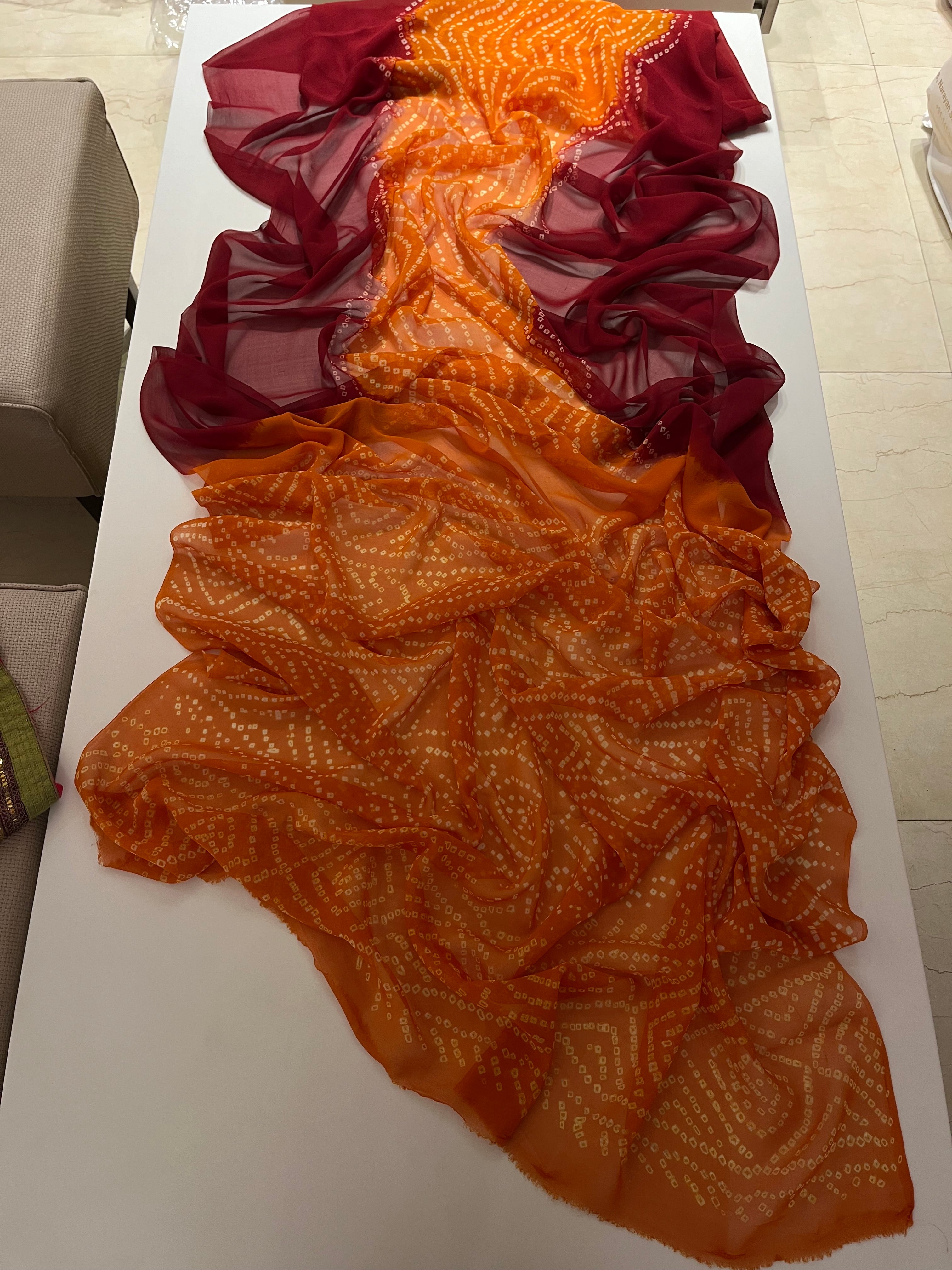 Red Yellow Bandej Saree