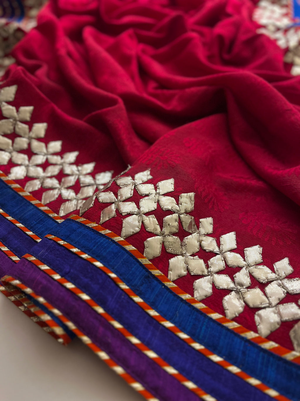 traditional kaccha gotta handwork saree