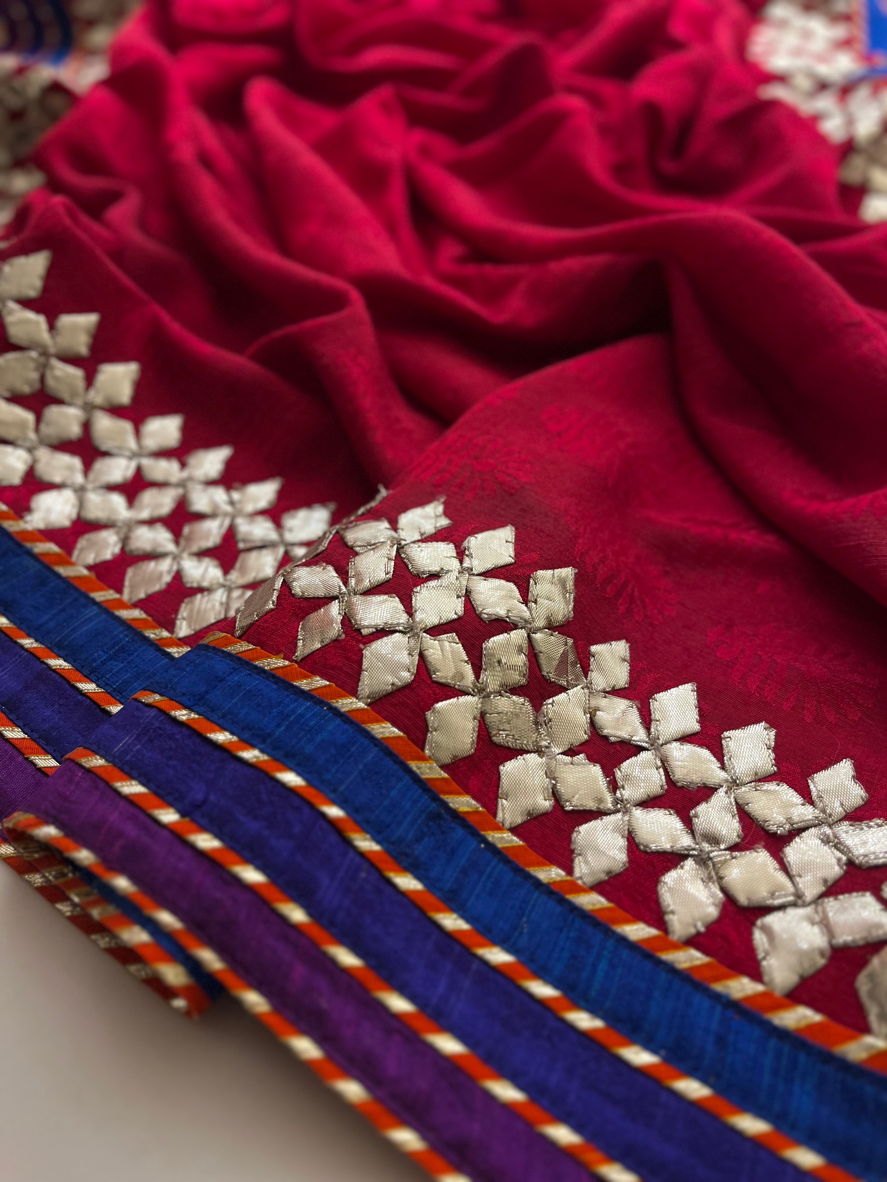 traditional kaccha gotta handwork saree