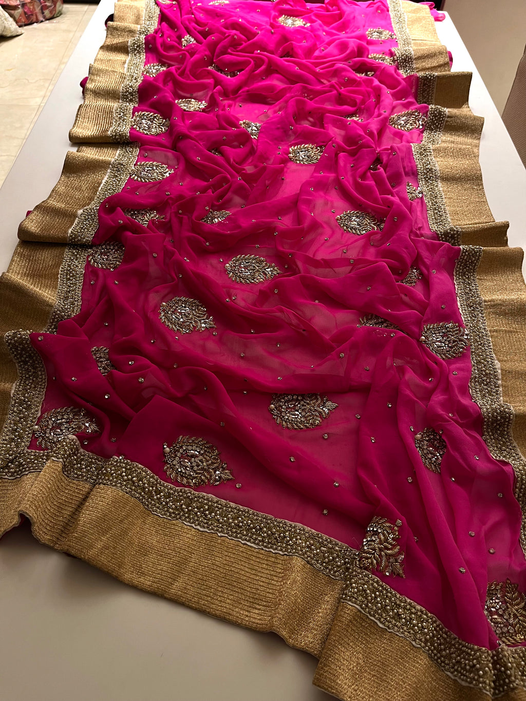 Magenta Ombré Saree